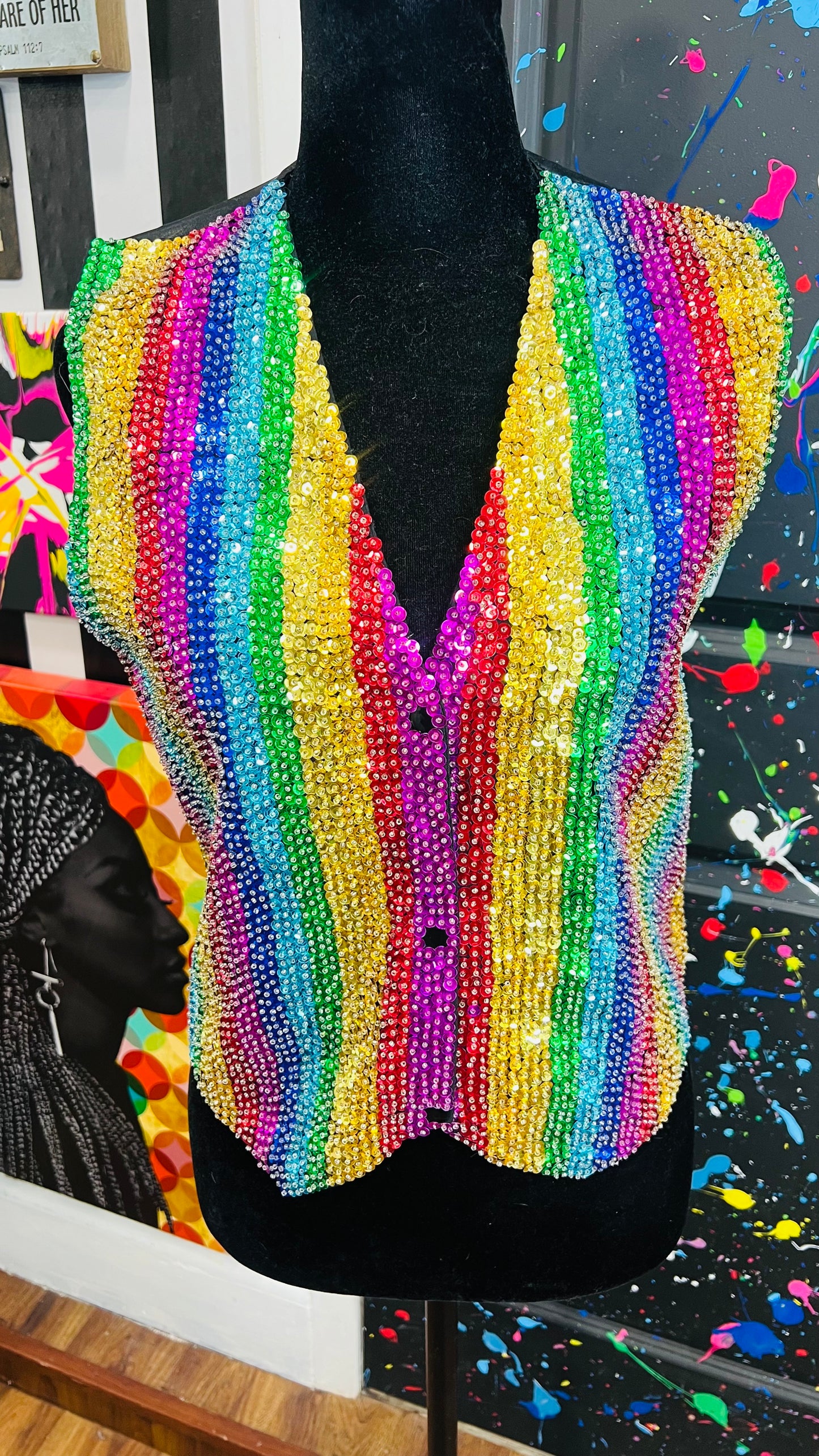 Vintage Rainbow Sequin Vest (12)