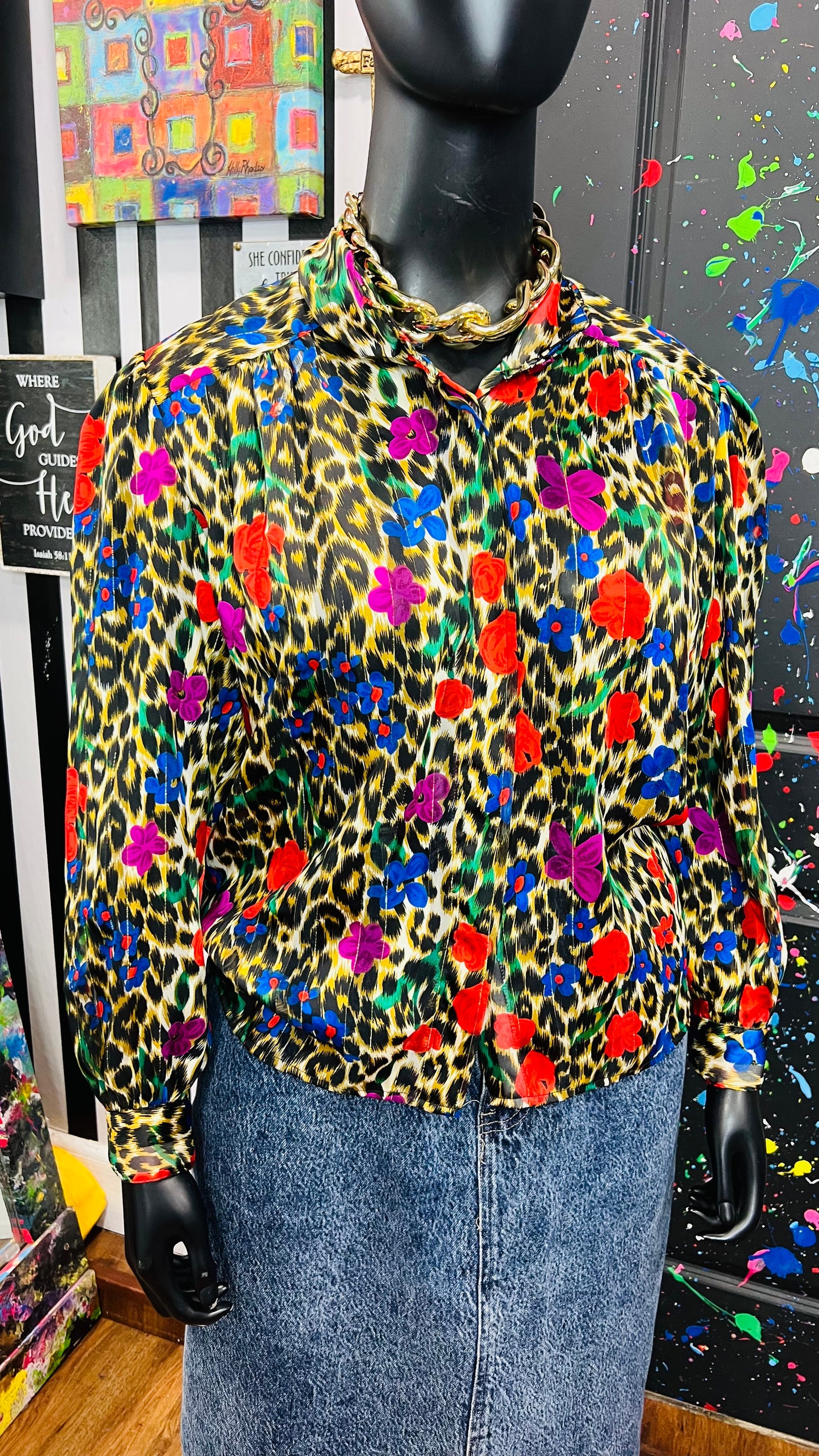 Vintage Semi Sheer Floral Blouse (16)