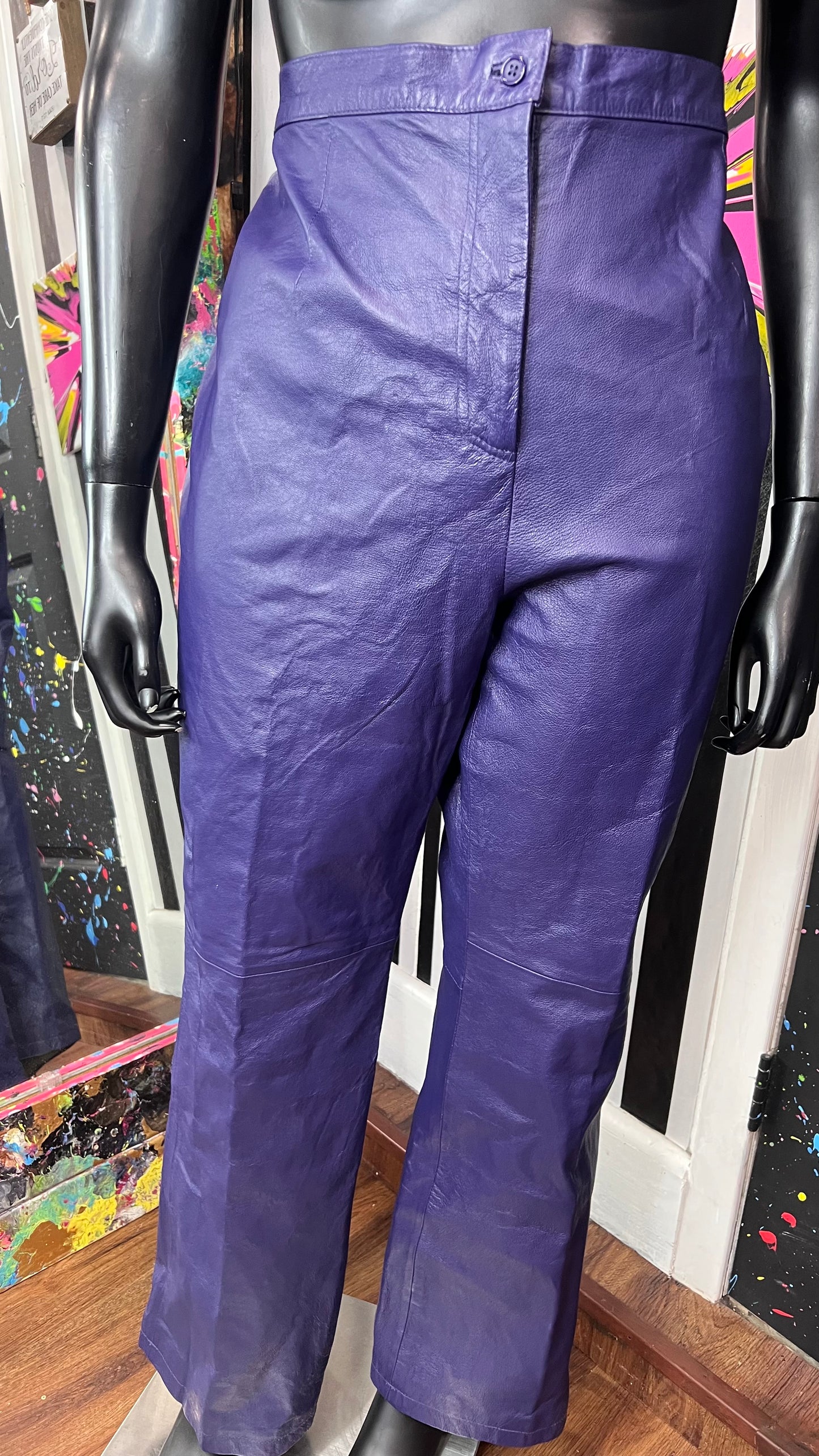 Vintage Genuine Leather Purple Pants (22T)