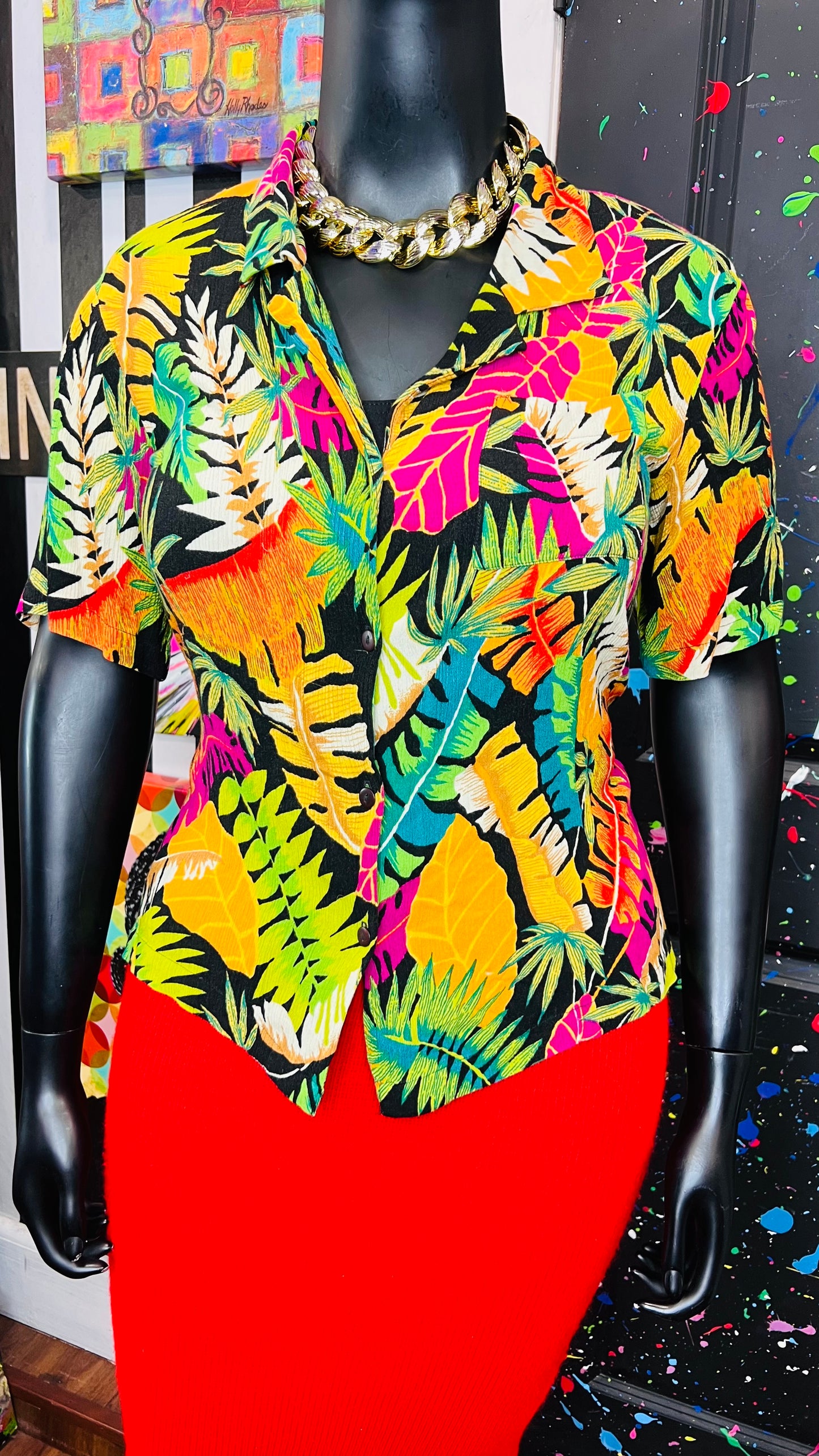 Vintage Rayon Tropical Blouse (18)