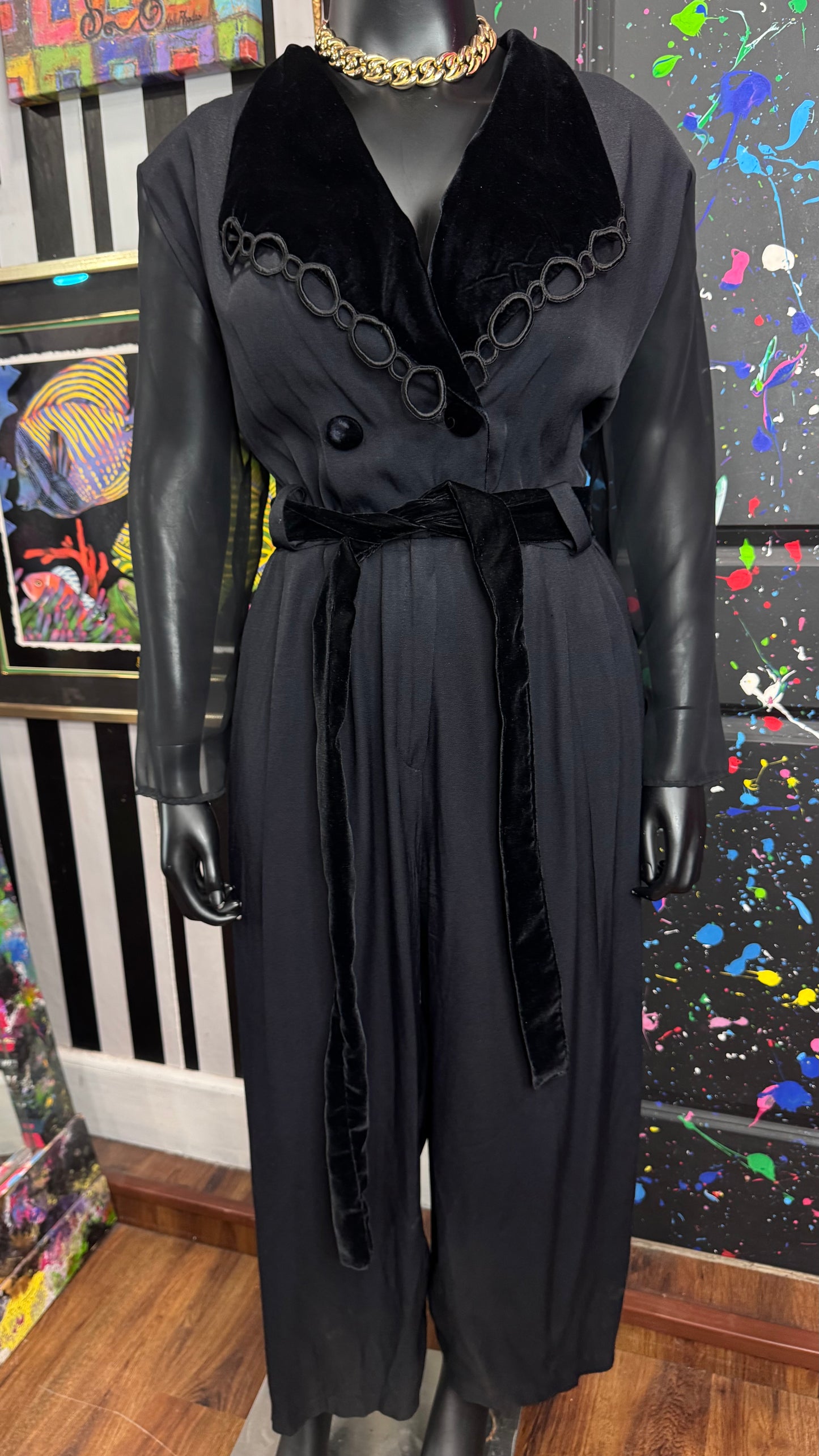 Vintage Black Sheer Arms Jumpsuit (22)