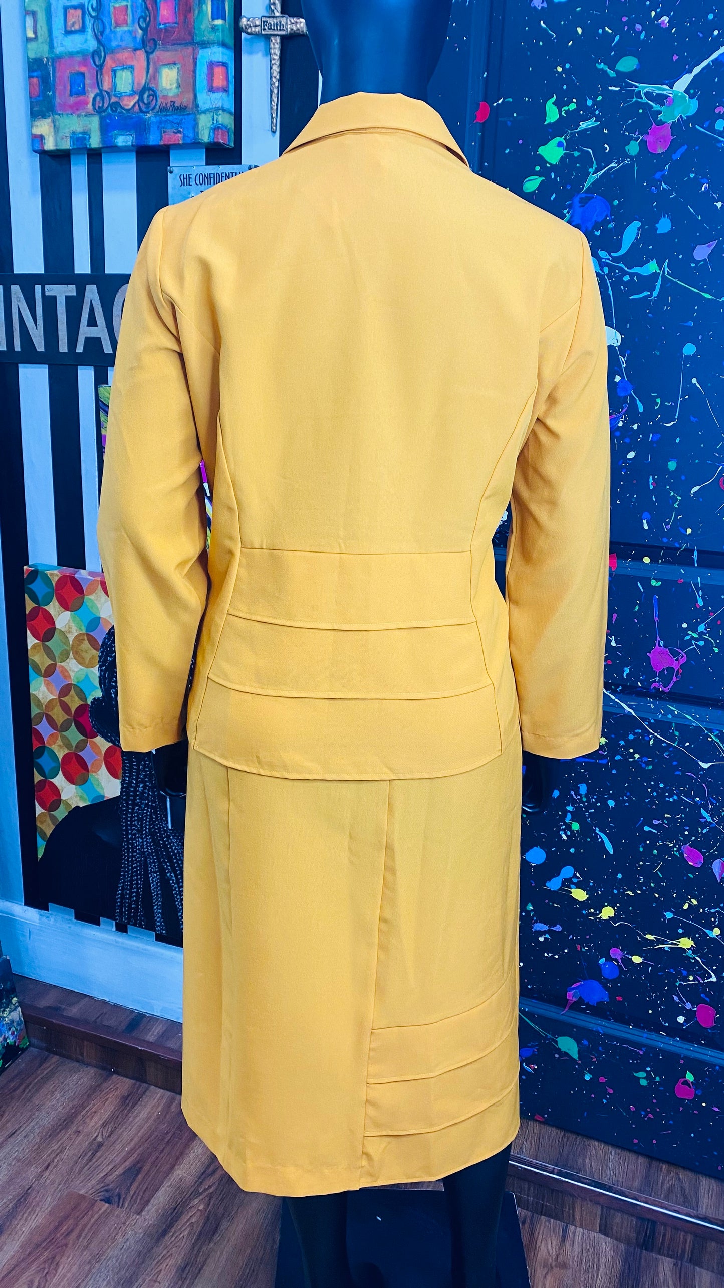 Vintage Mustard Skirt Suit (20)