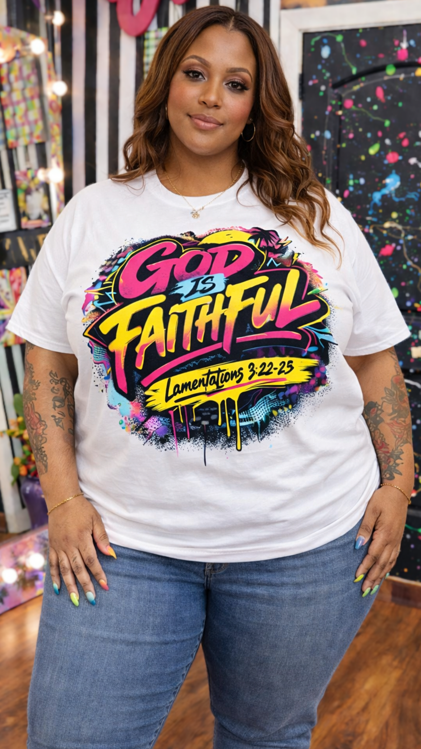 GOD IS FAITHFUL – 80s/90s Retro Faith Graphic Tee (L-3X)