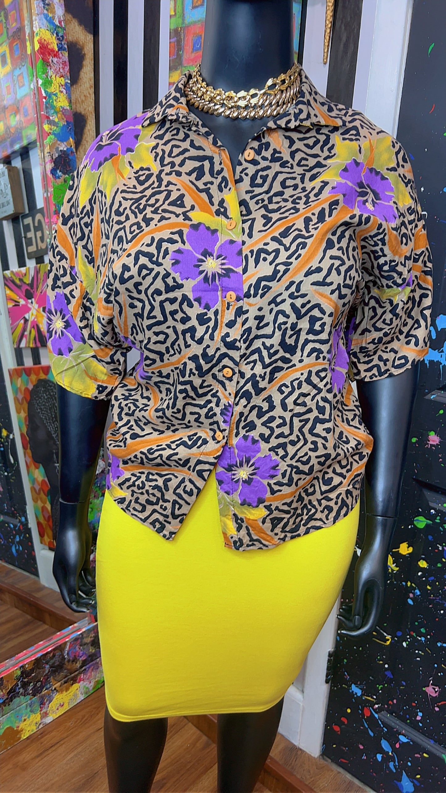 Vintage Rayon Tropical Blouse (14)