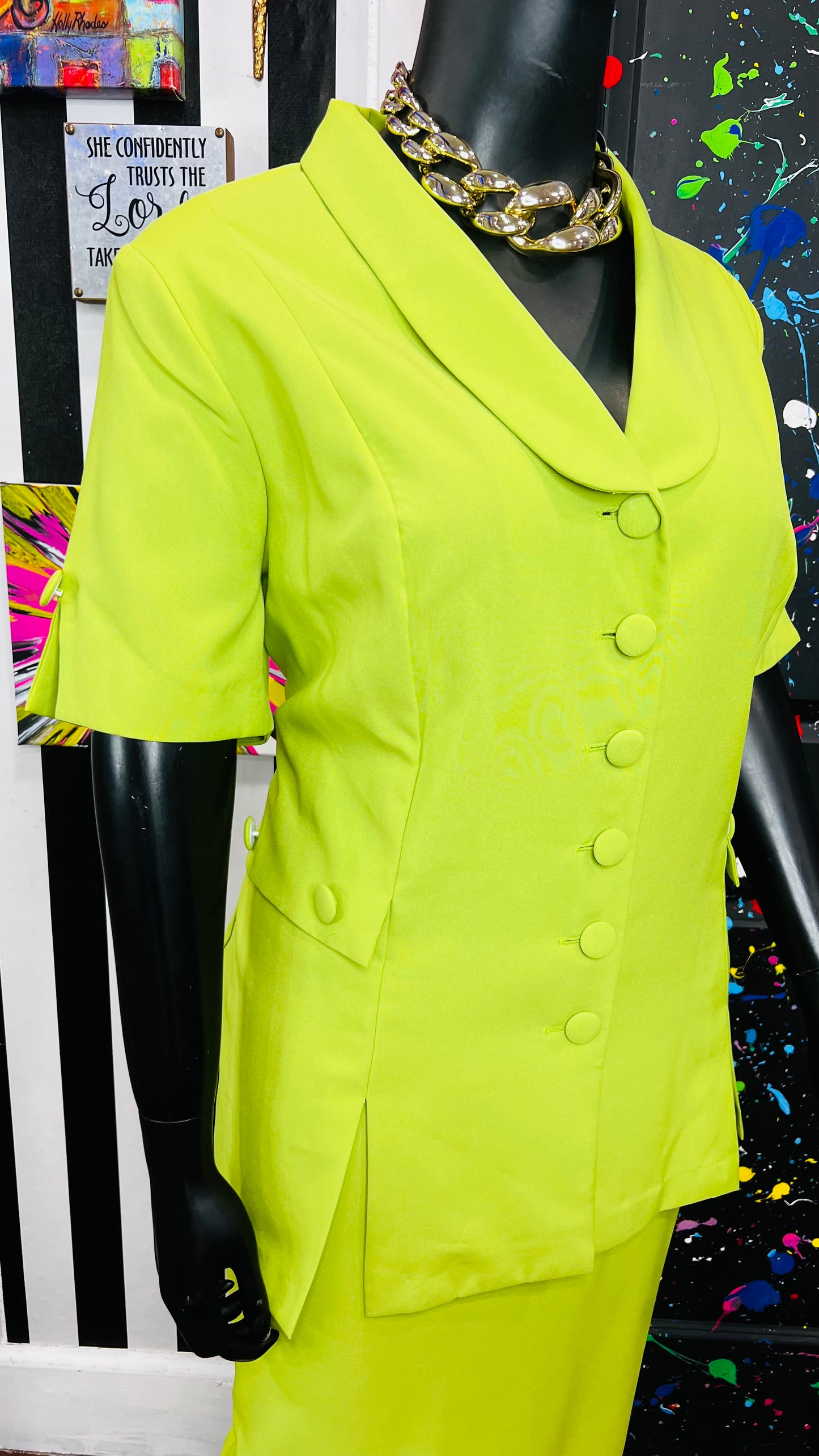 Vintage Light Green Skirt Suit (24W)