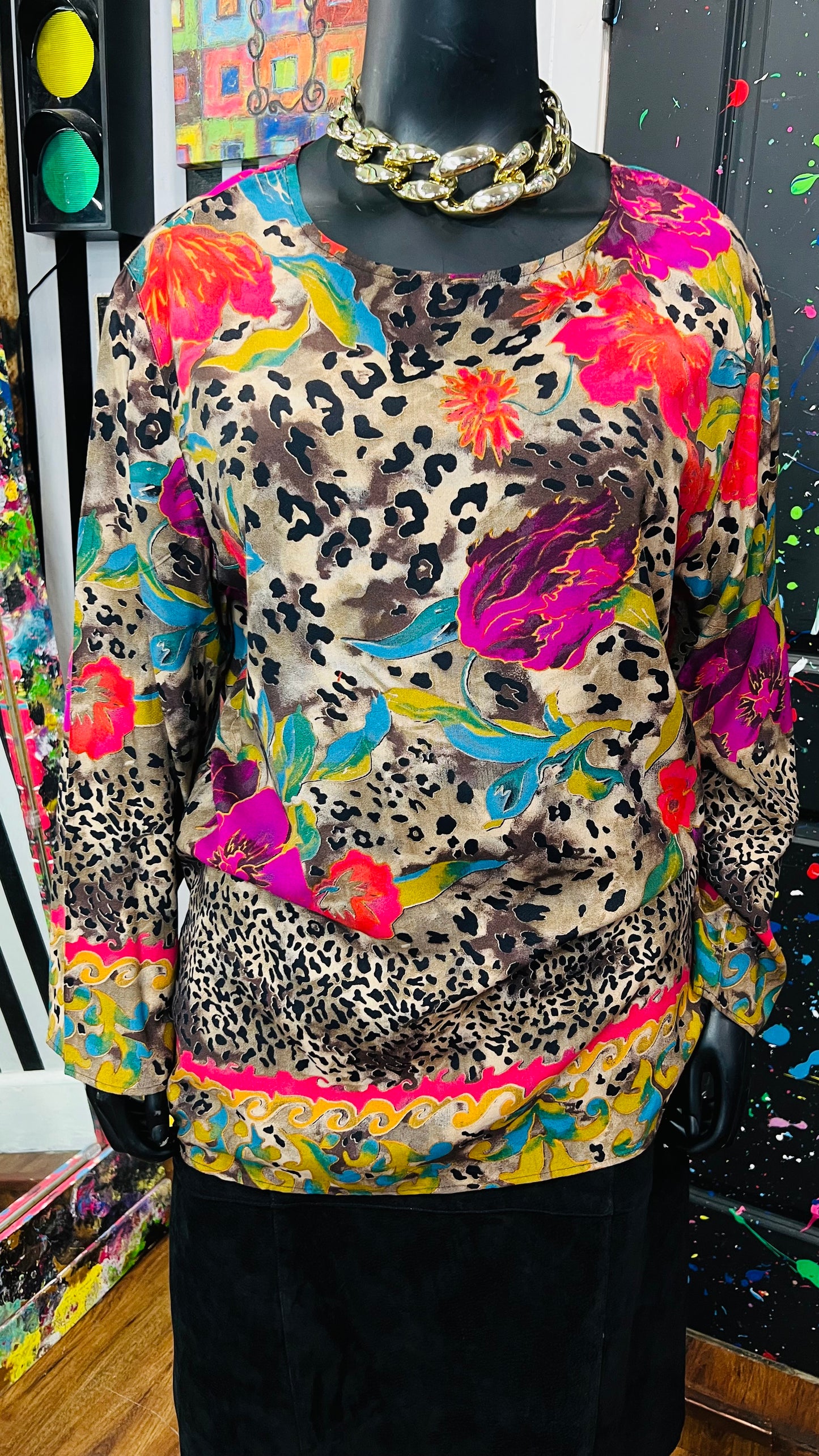 Vintage Carole Little Rayon Blouse (16) *Oversized