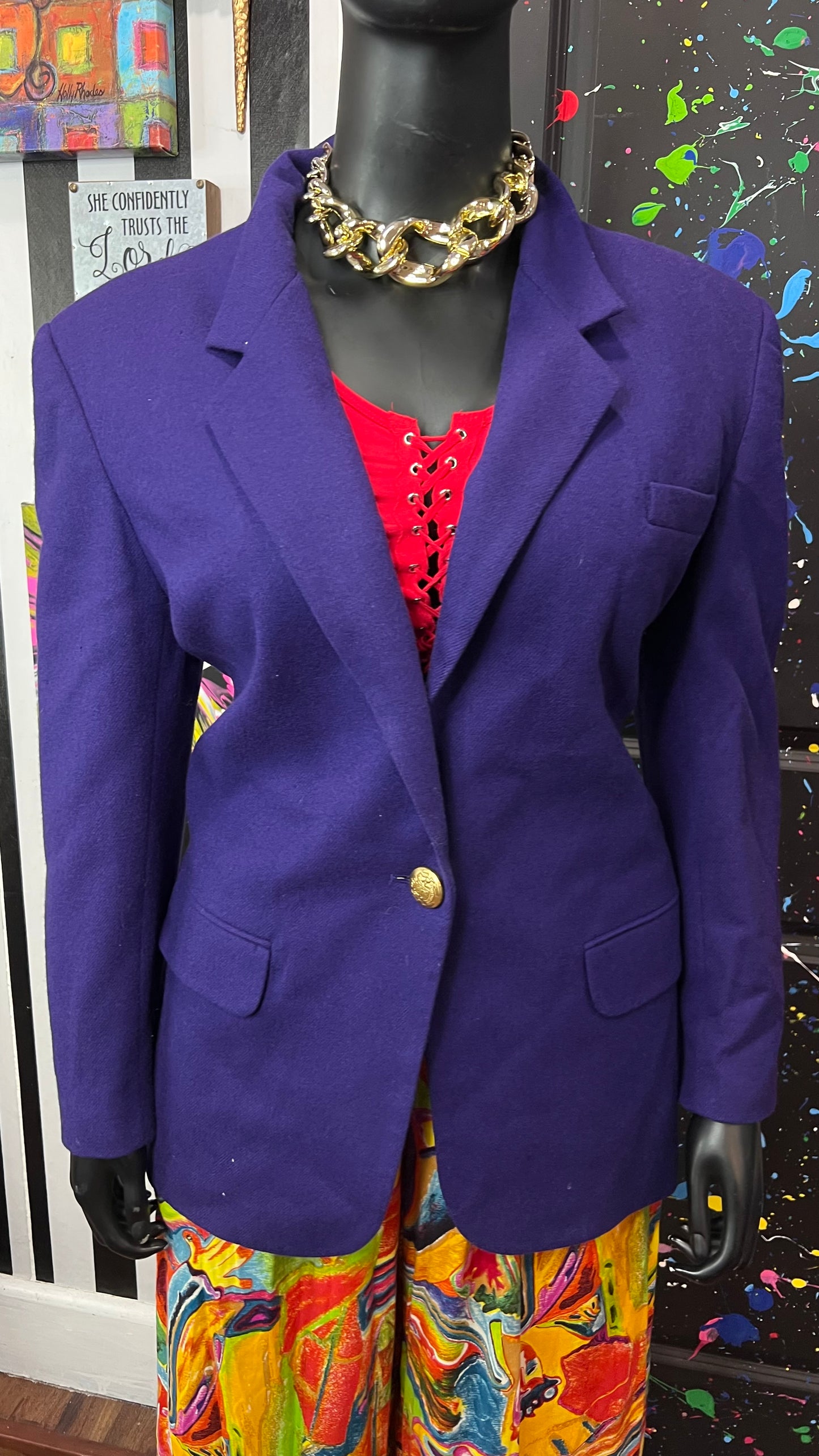 Vintage Purple Wool Worthington Blazer (18)