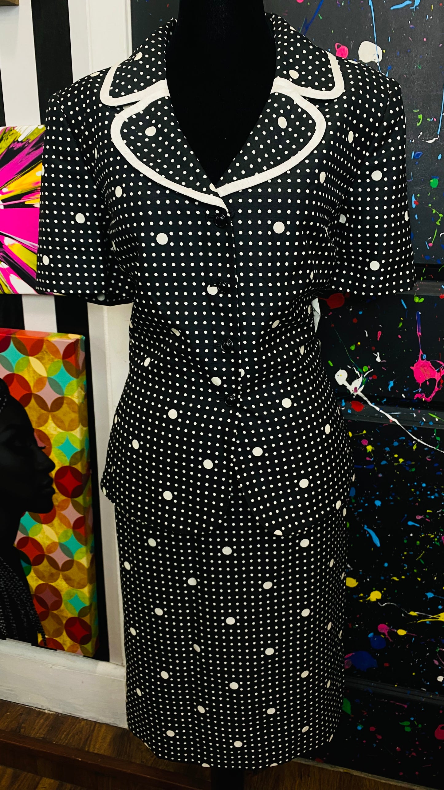 Vintage Polka Dot Skirt Suit- Deadstock (12)