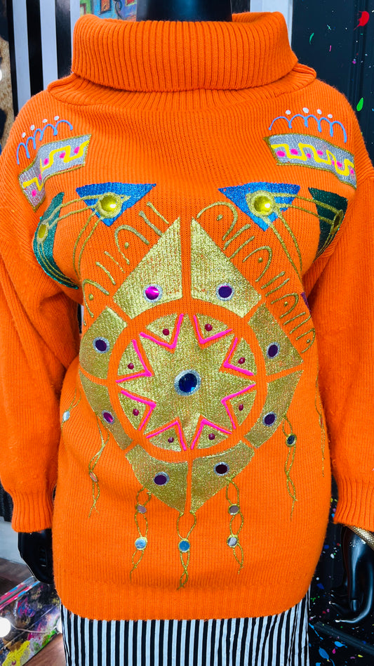 Vintage Handpainted Chunky Knit Sweater (24)