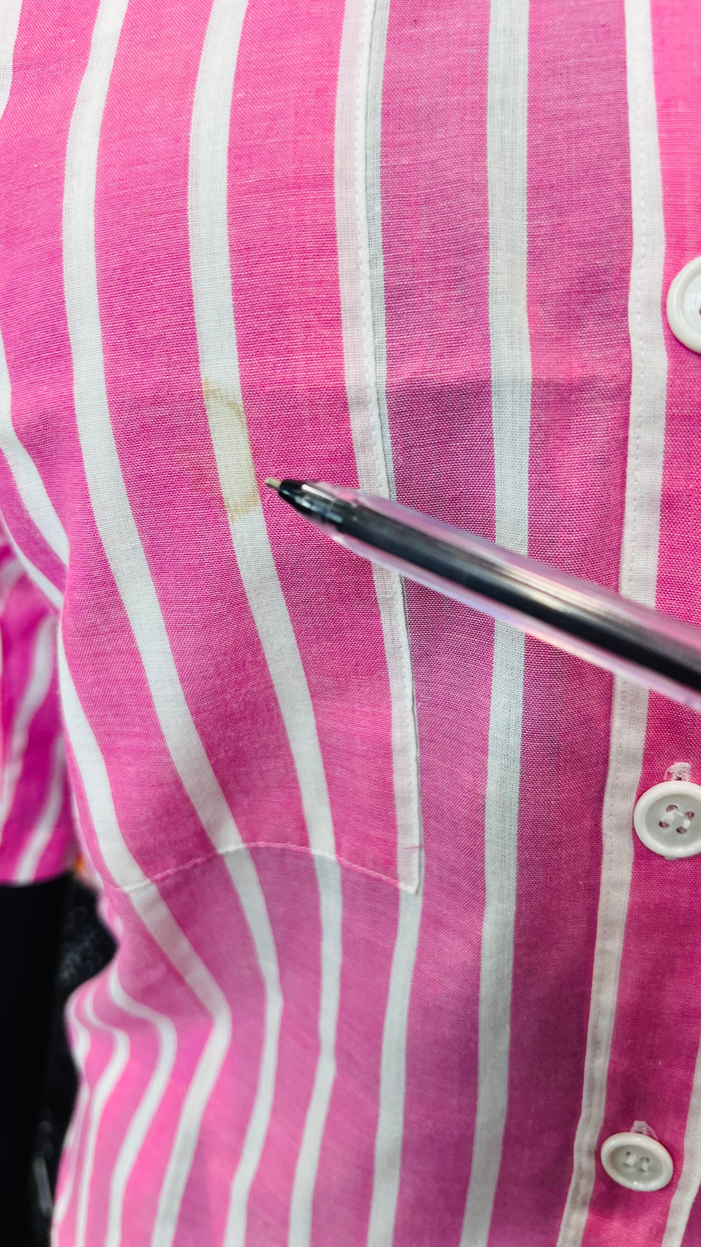Vintage Cotton Pink & White Striped Blouse (14)