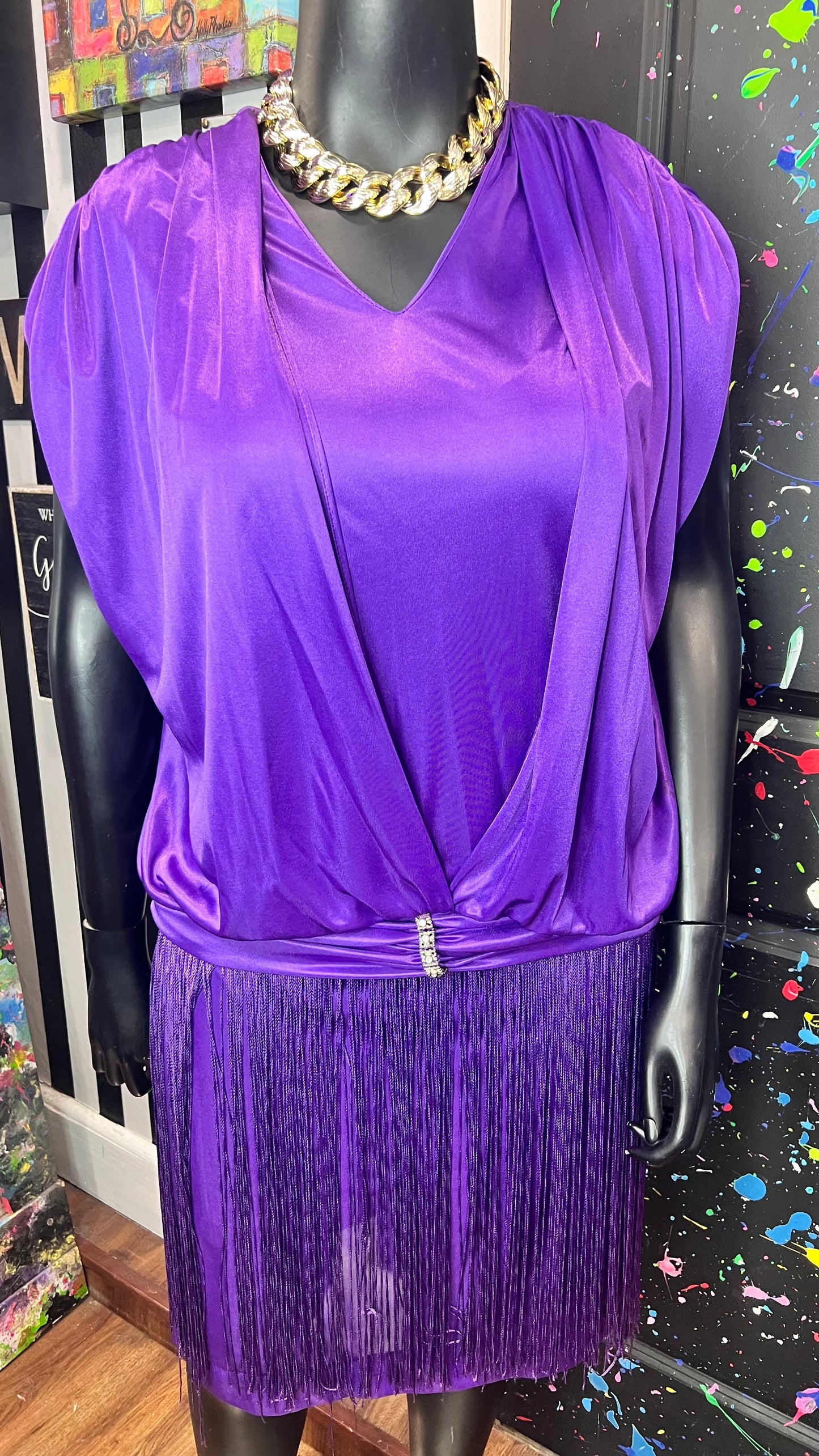 Vintage Purple Fringe Dress (16)