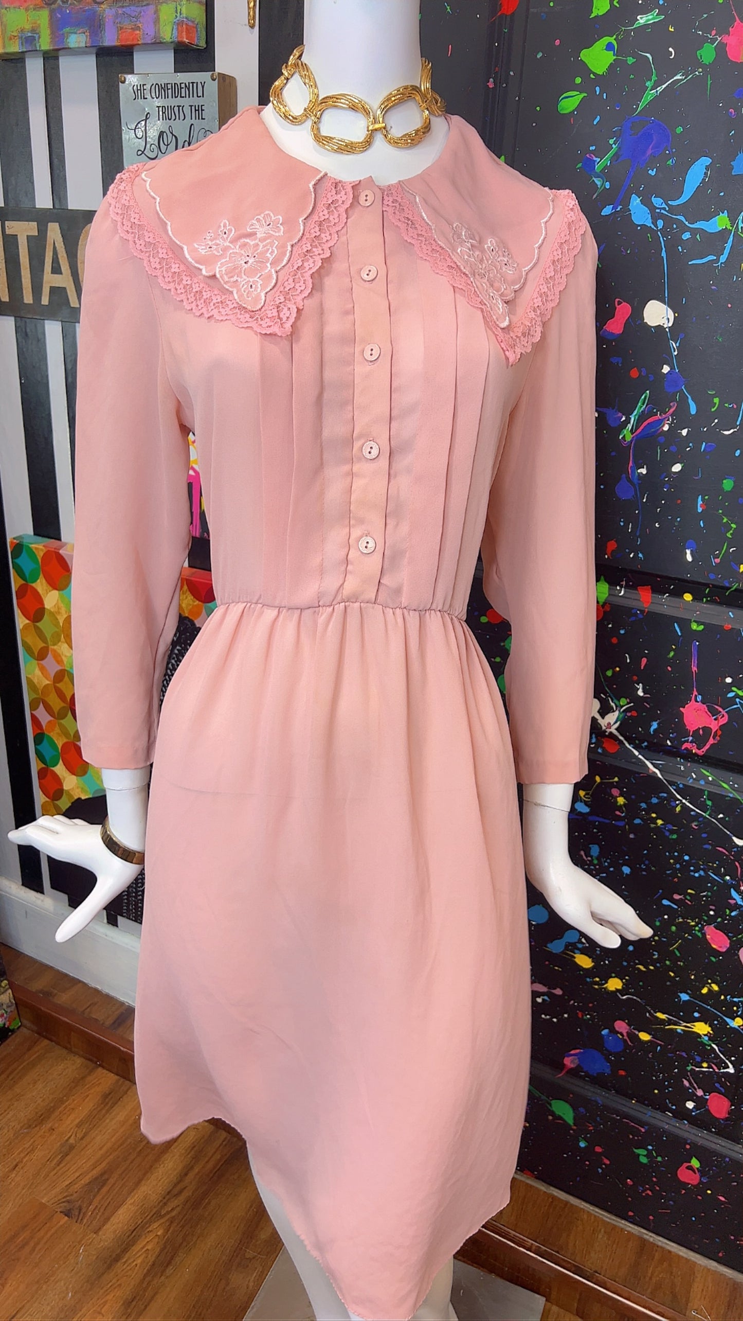 Vintage Blush Pink Dress (14)