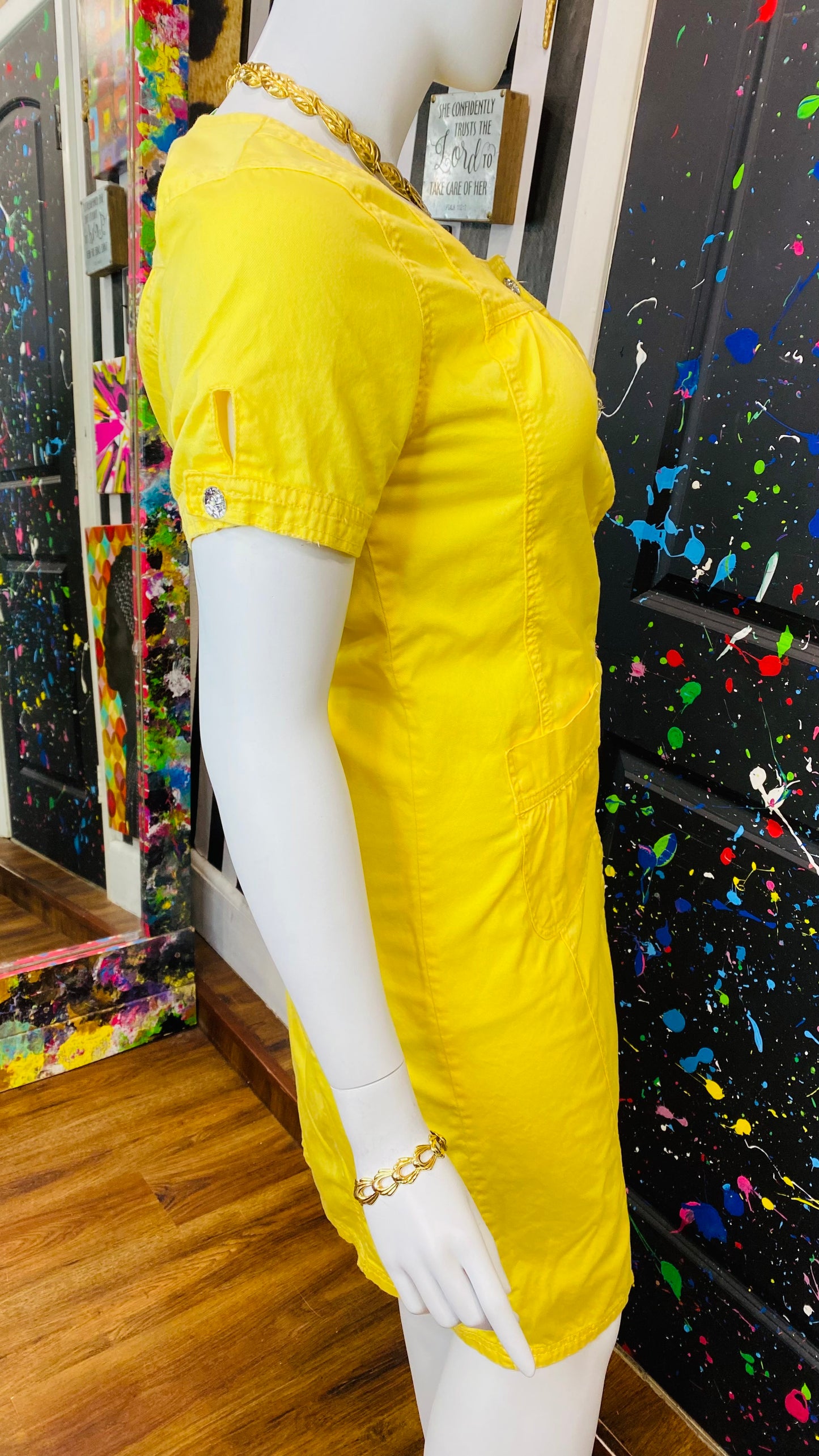 Vintage Yellow Denim Dress (14)