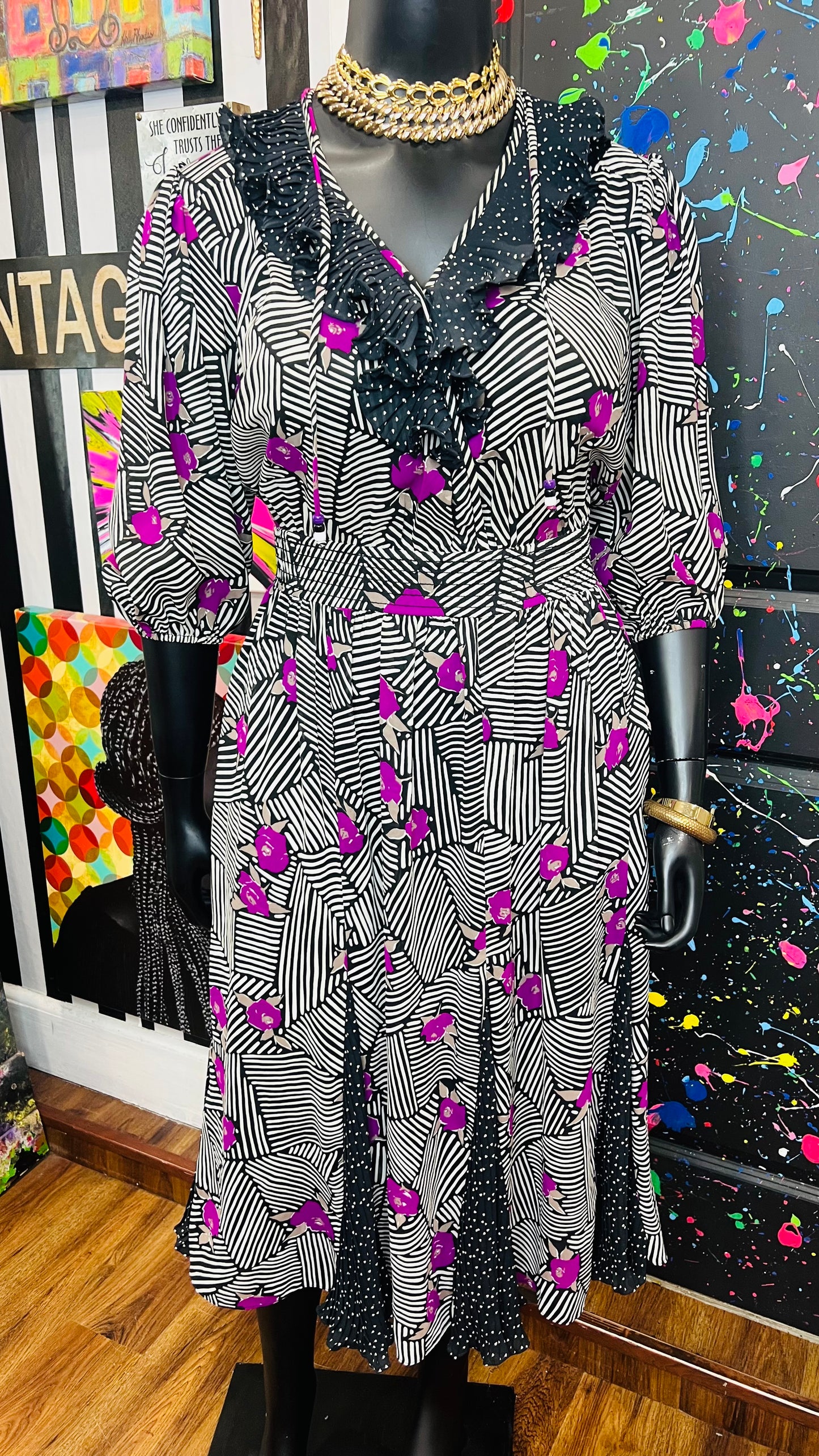 Vintage Mix Print Dress (16)