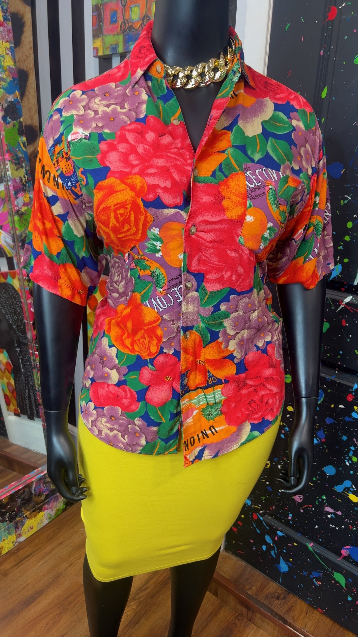 Vintage Rayon Tropical Blouse (14)