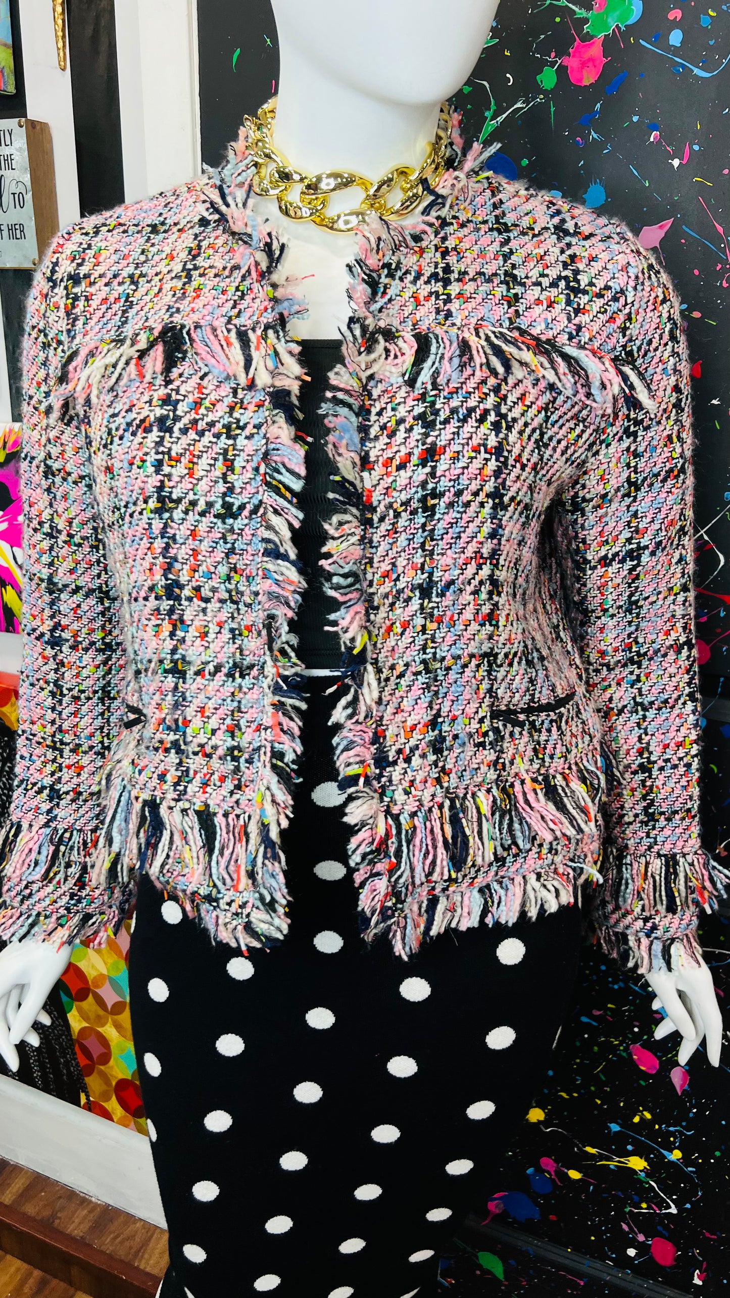 Tweed Multicolored Cropped Blazer (18)