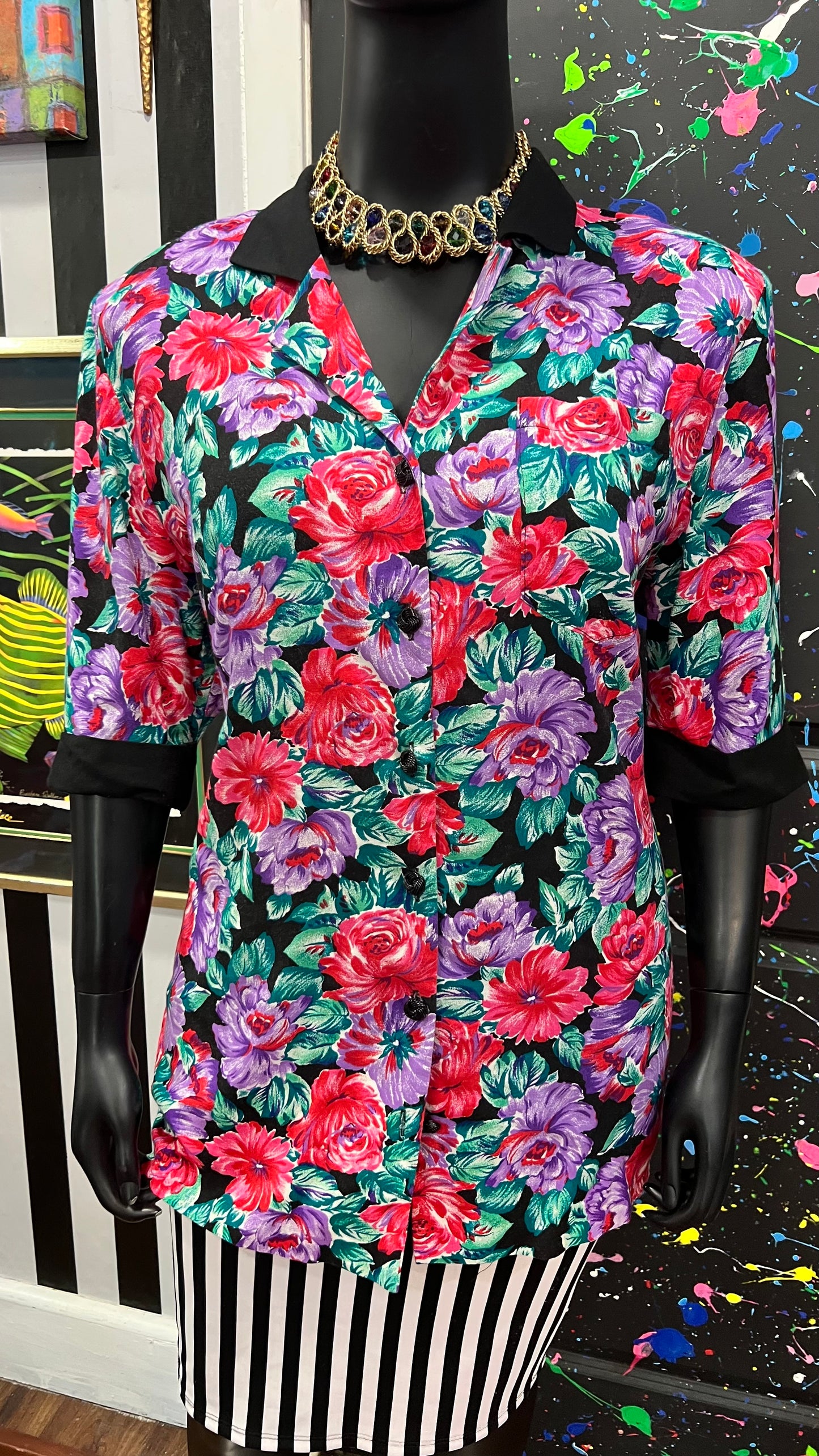 Vintage Collared 80’s Floral Blouse (20)