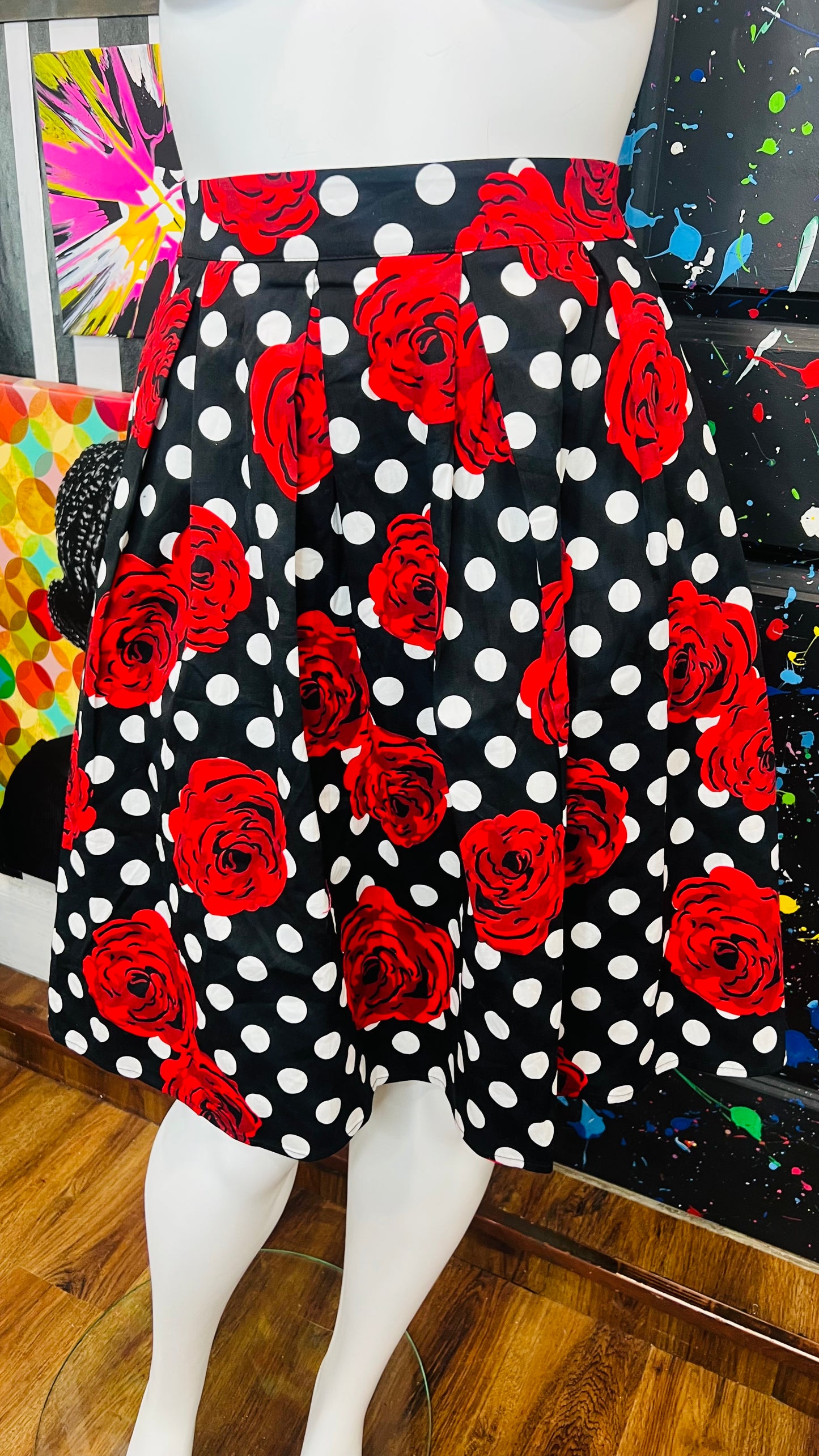 Y2K Polka Dot & Rose Skirt (16)