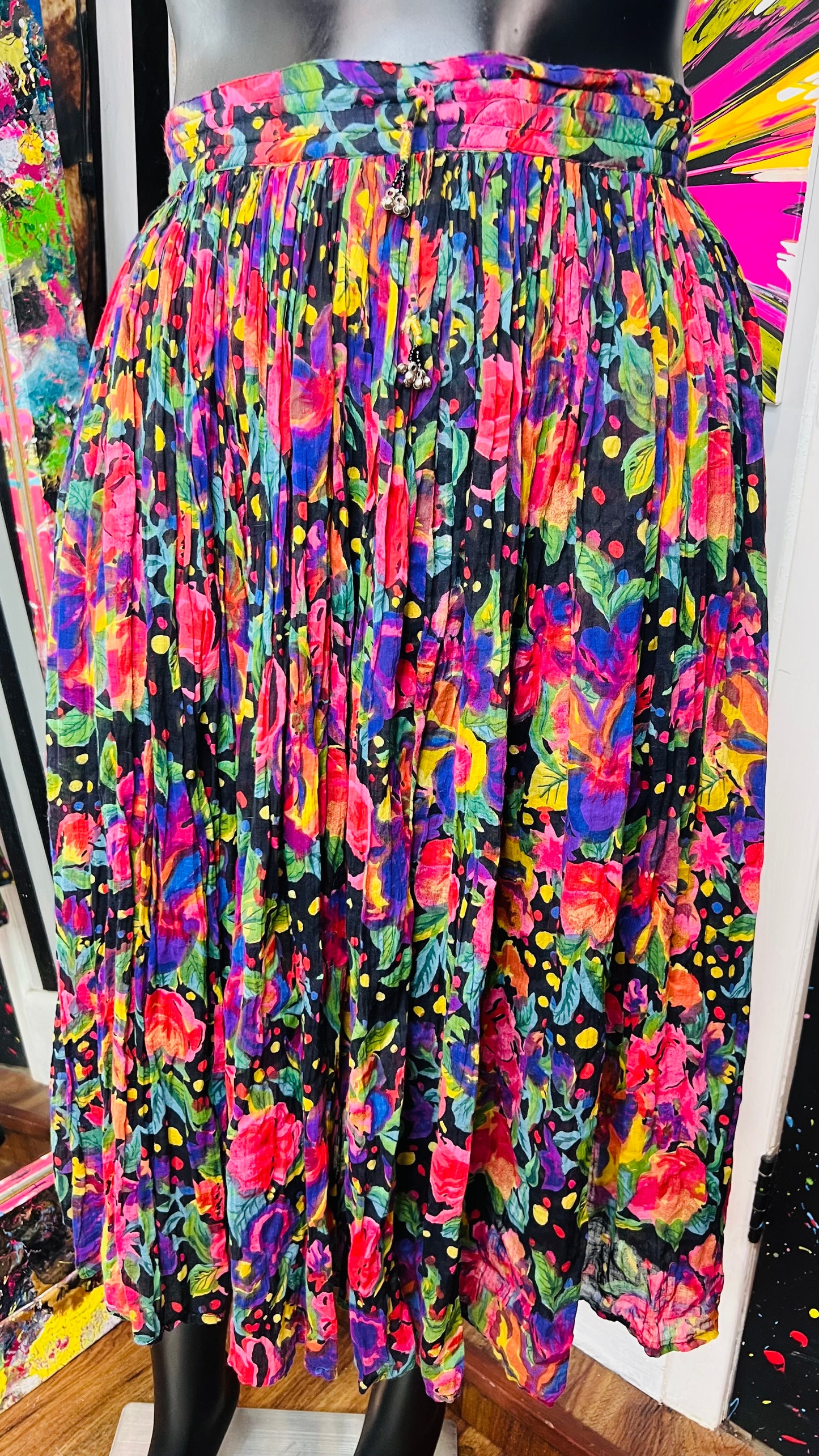 Vintage Rayon Multi Color Skirt (16)