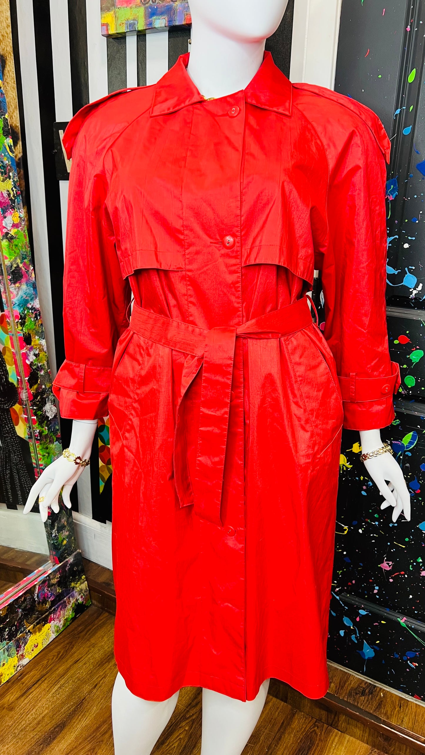 Vintage Red Rain Trench Coat (14)