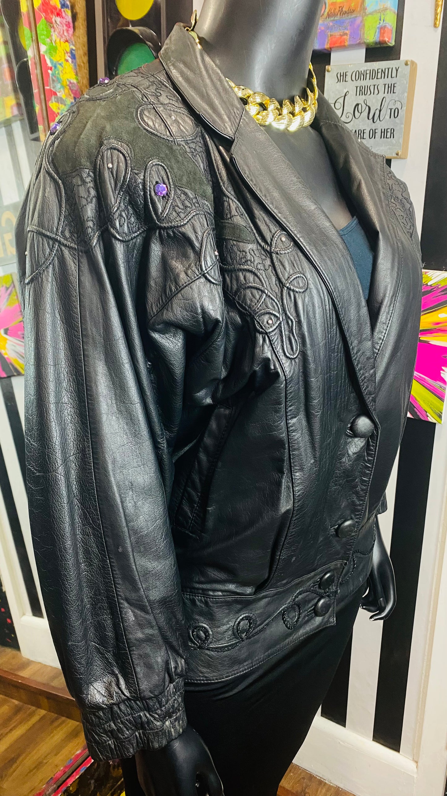 Vintage Genuine Leather Jewel jacket (18)