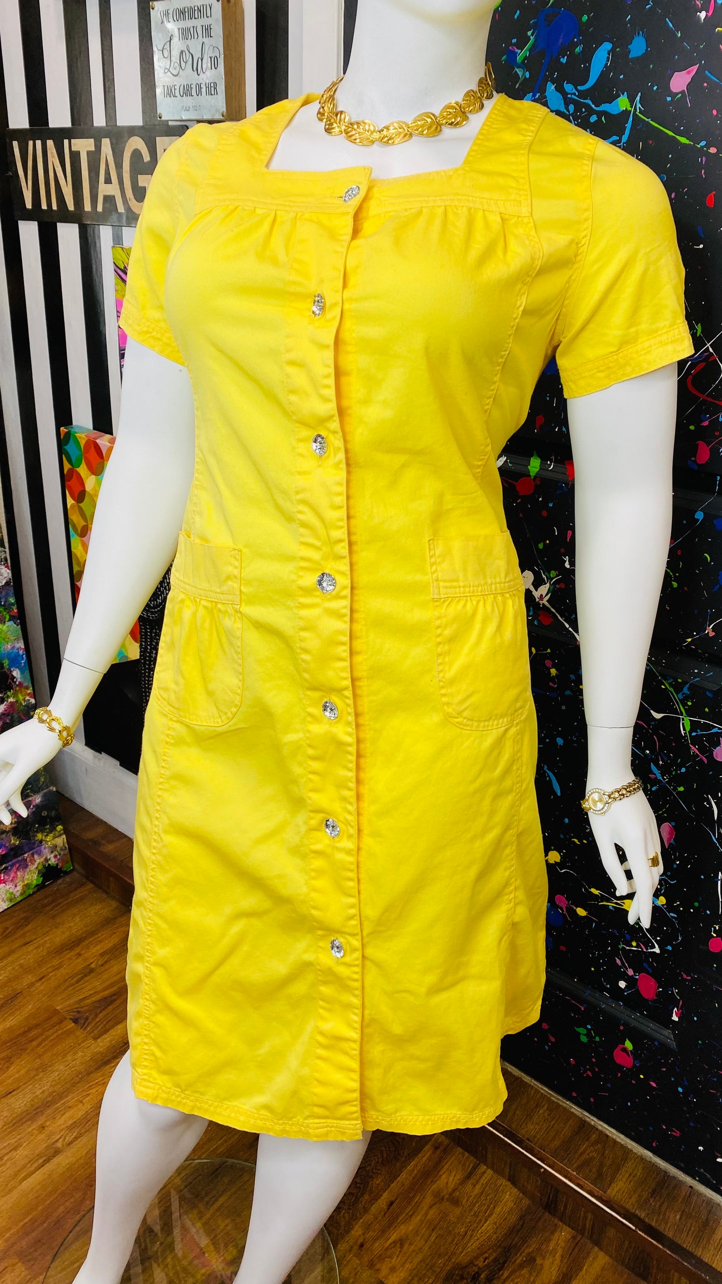 Vintage Yellow Denim Dress (14)