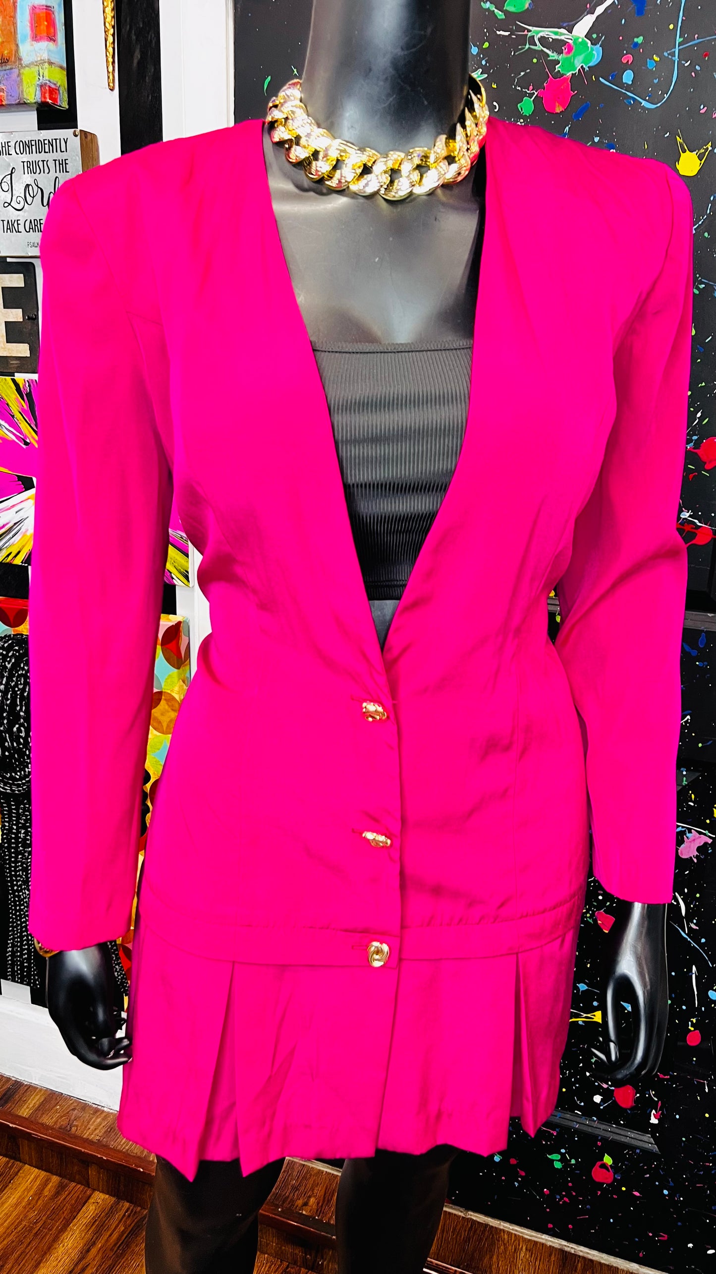 Vintage Pink Pleated Bottom Dress (15/16)
