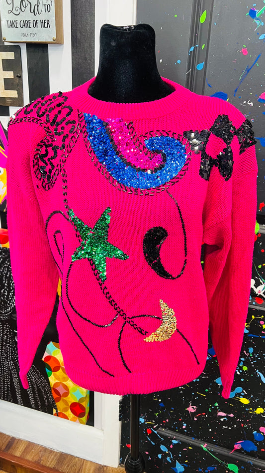 Vintage Pink Sequin Sweater (14)