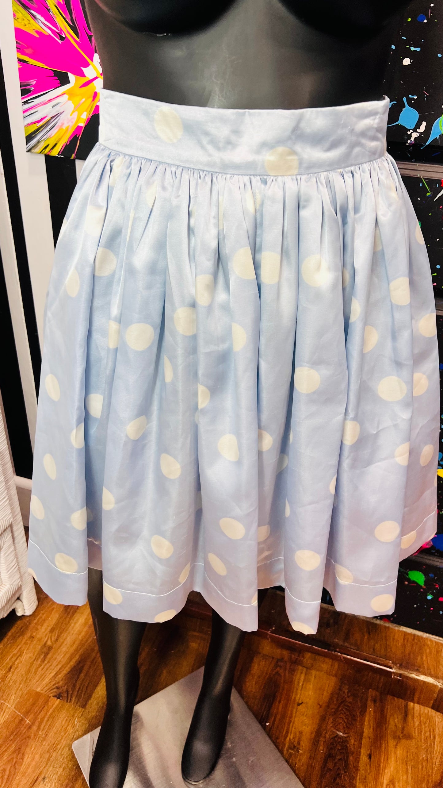 Sky Blue & White Polka Dot Skirt (14) *KC