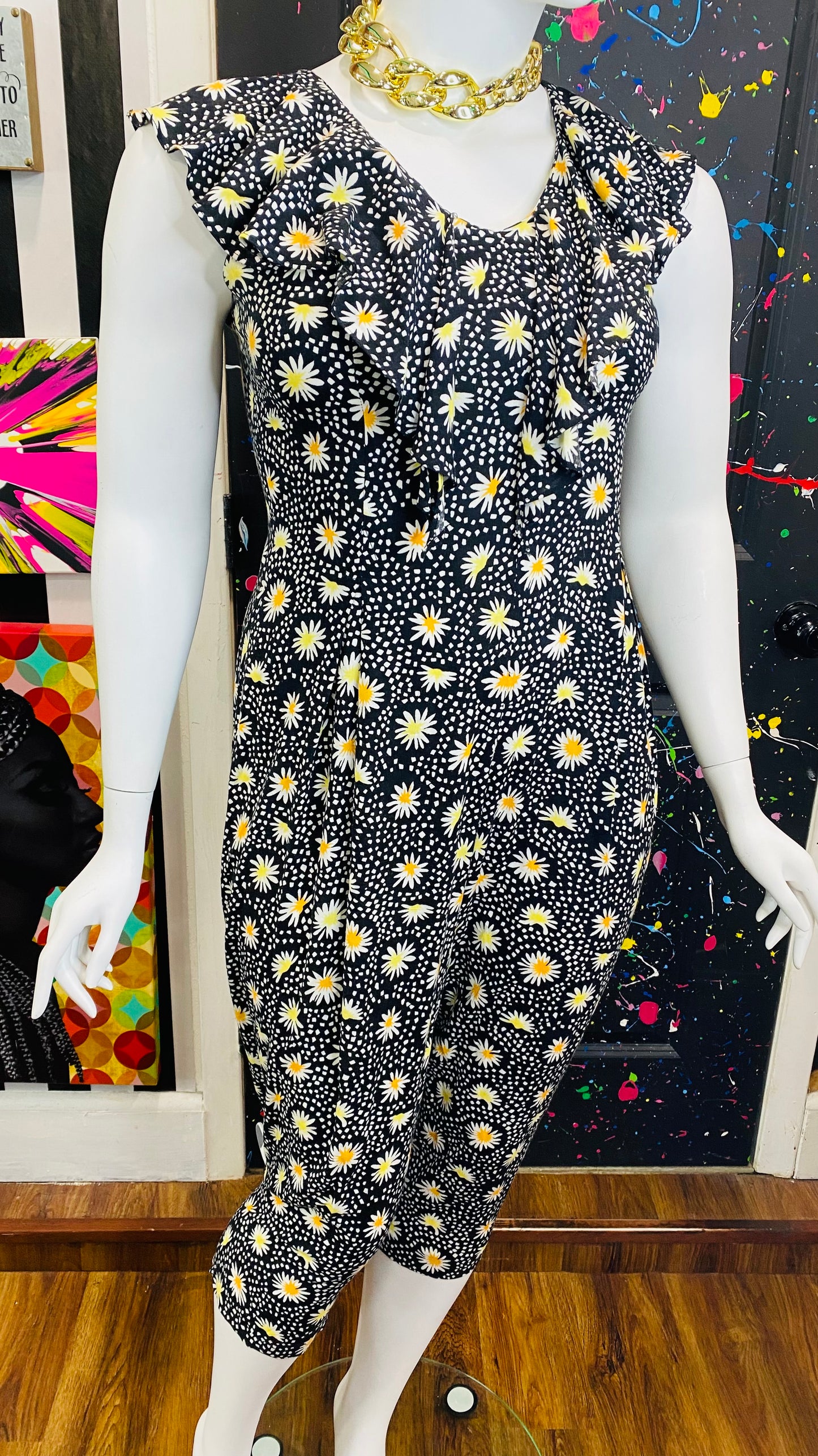 Vintage Rayon Sunflower Jumpsuit (12)