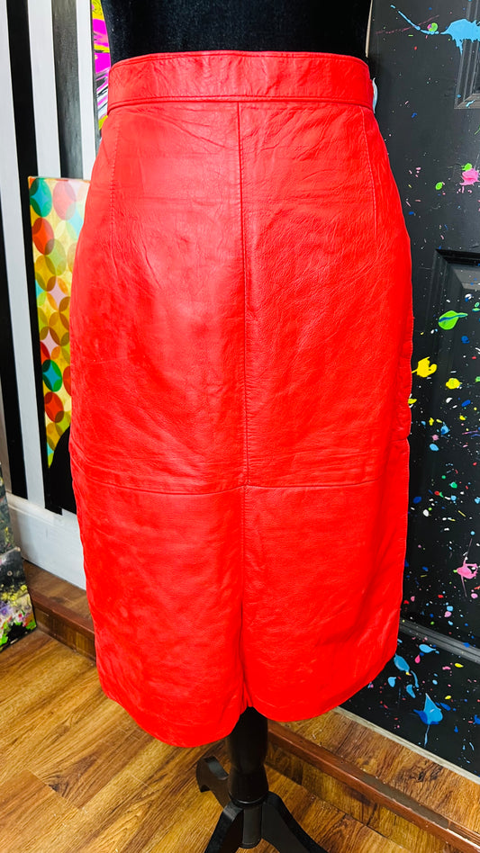 Vintage Red Leather Skirt (16)