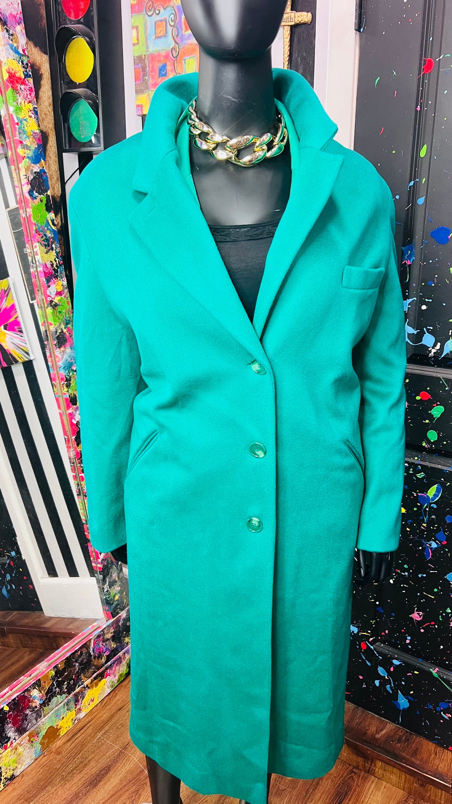 Vintage 100% Wool Green Trench Coat (28)