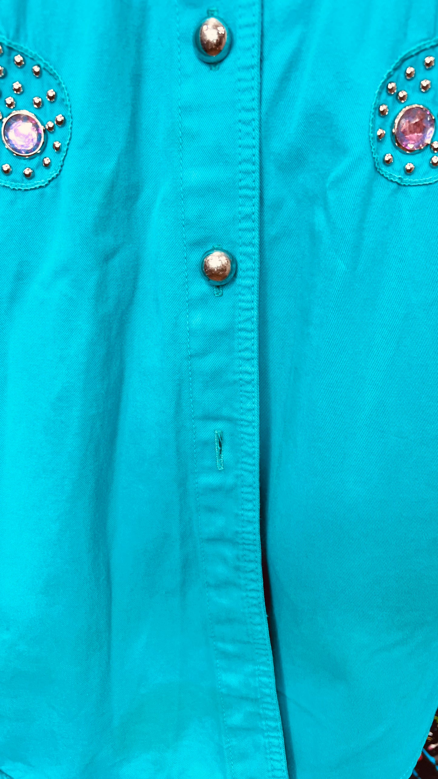 Vintage Teal Denim Jewel & Studds Pants Set (22/24)