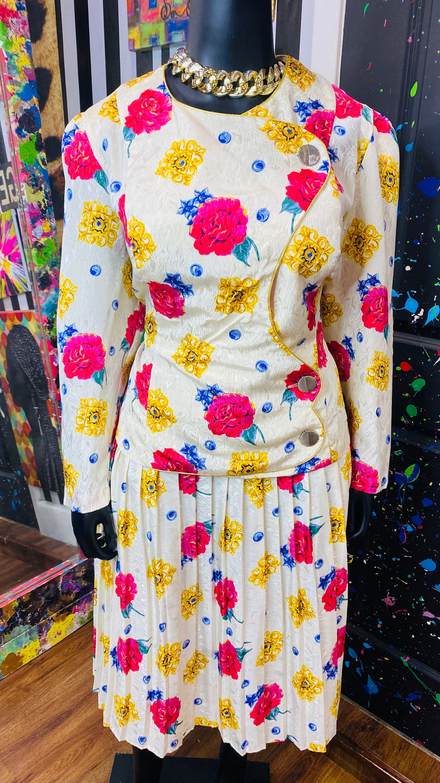 Vintage ‘TOO’ Pleated Skirt Set (22W)