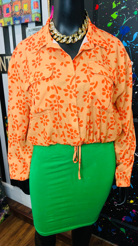 New w/ Tags Orange Elastic Waist Top (16/18)