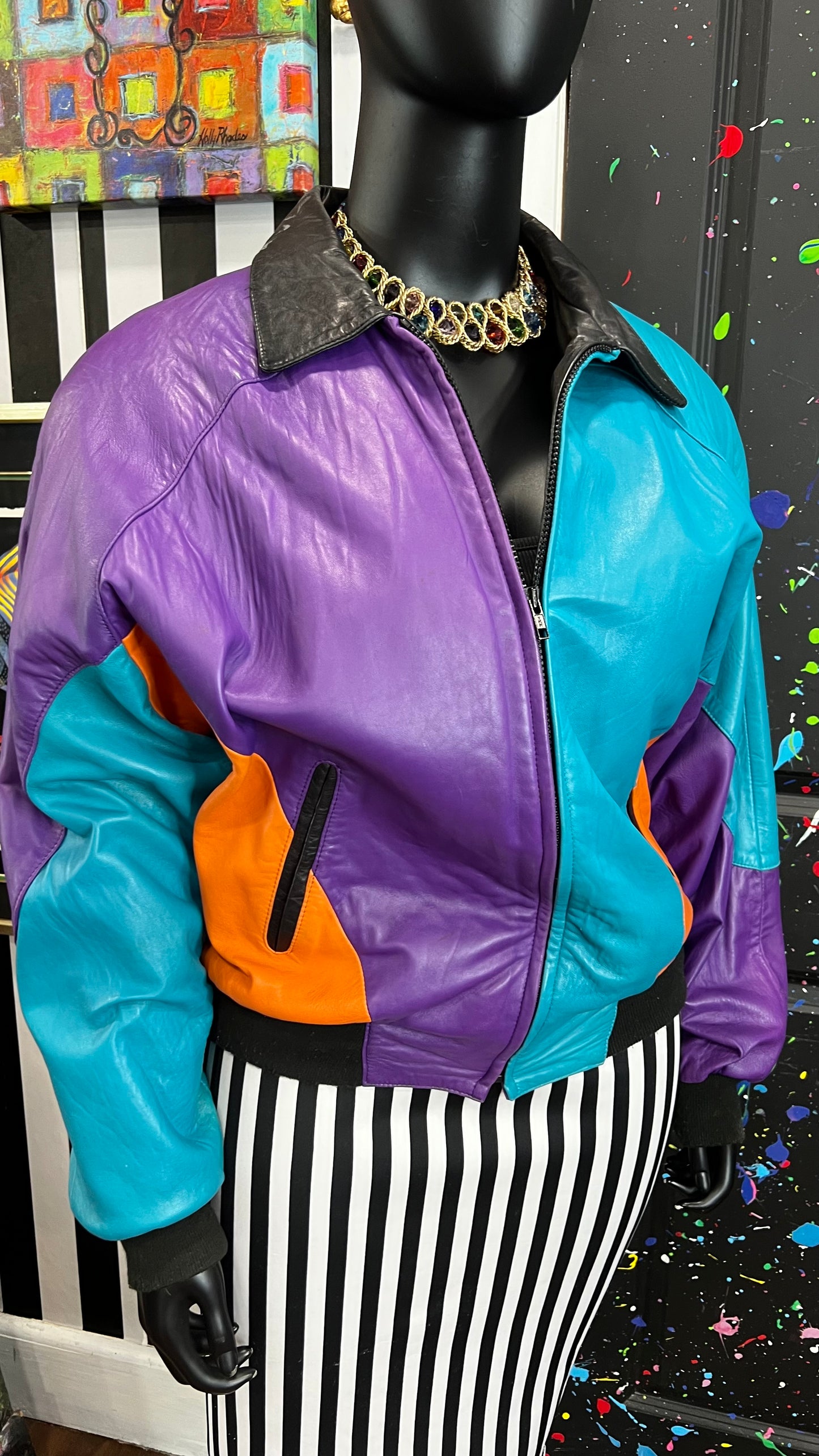 Vintage Genuine Leather Funky Bomber (22)