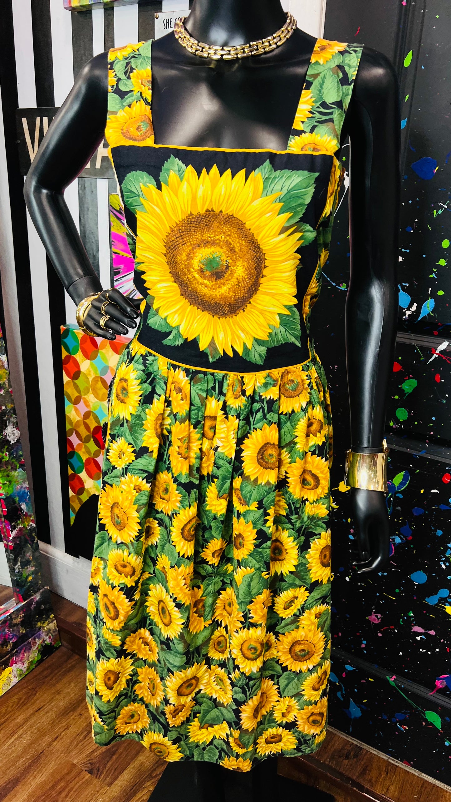 Vintage Cotton Handmade Sunflower Dress (12)