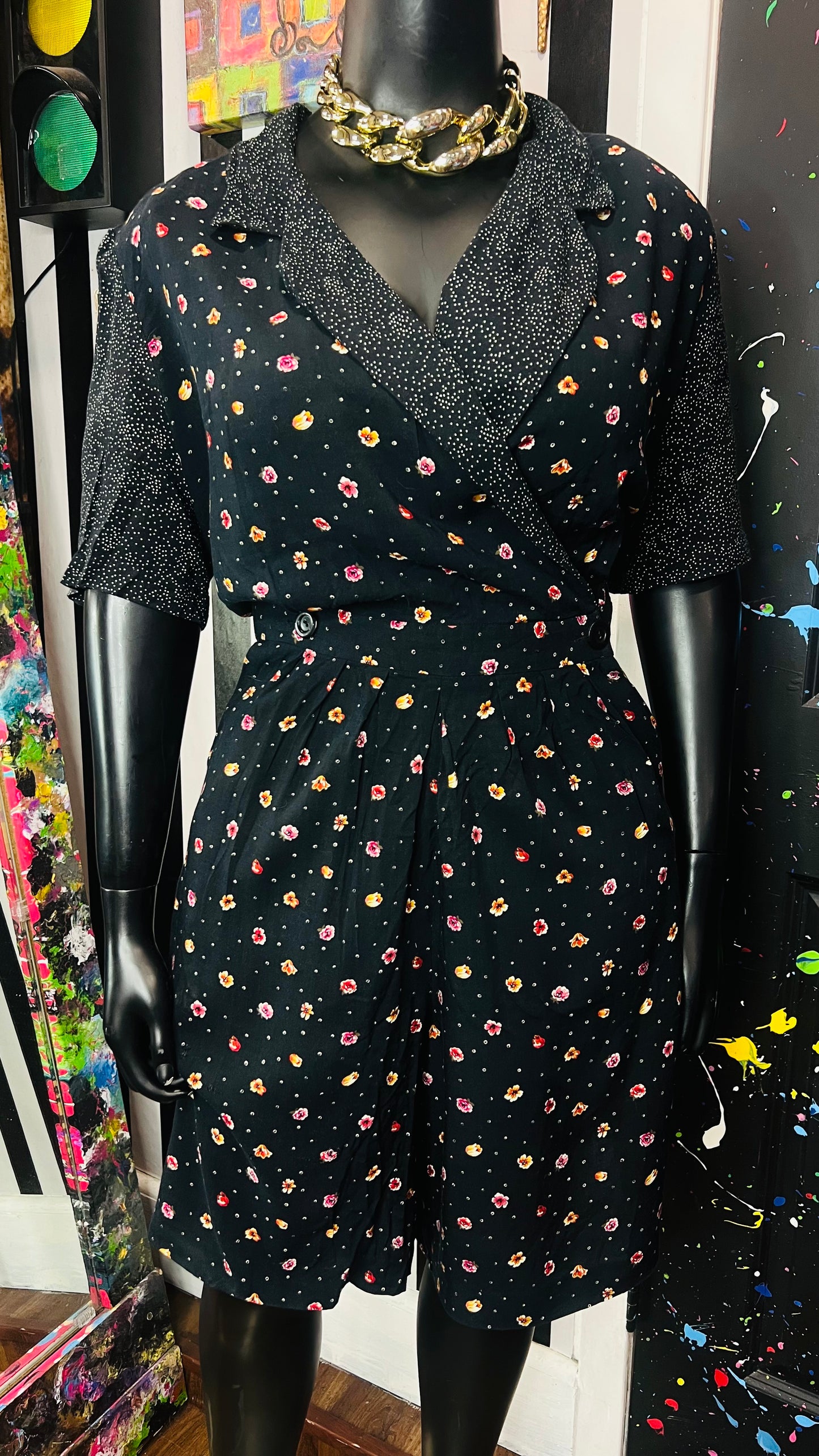 Vintage Rayon Mix Print Romper (24W)