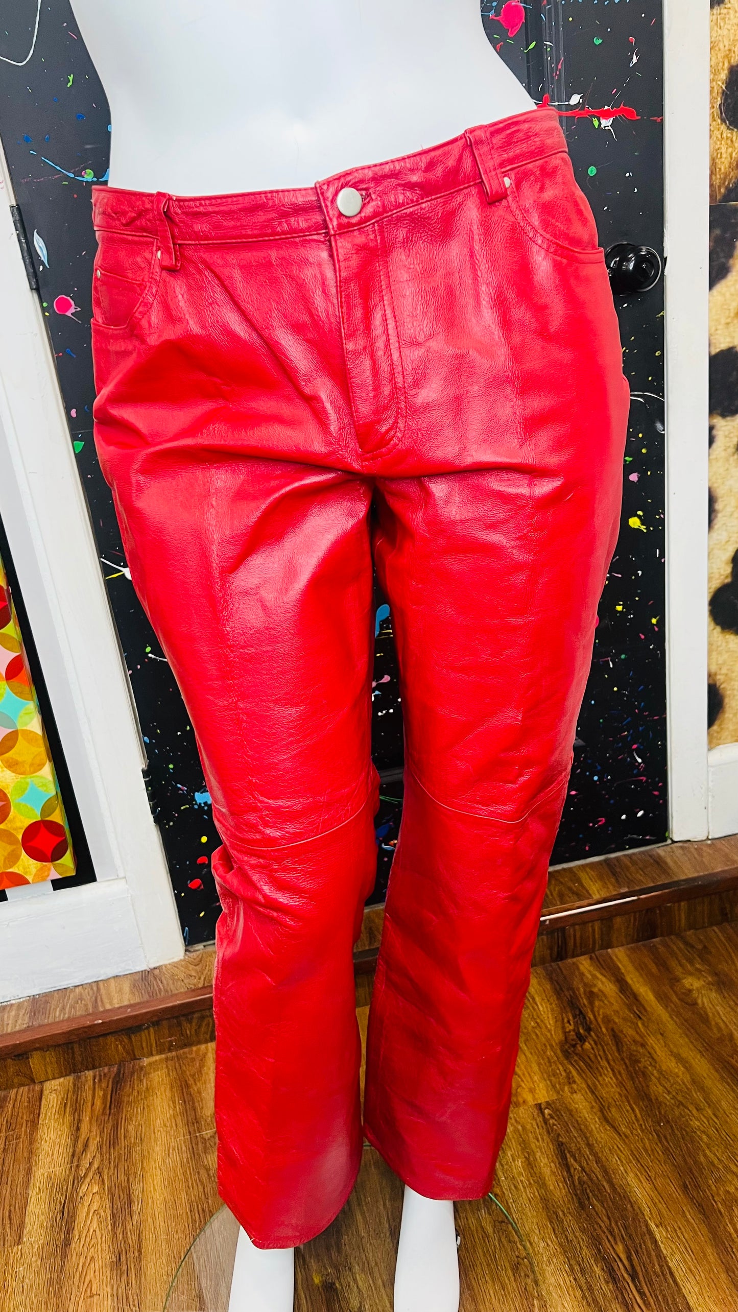 Vintage Genuine Leather Red Pants (16)