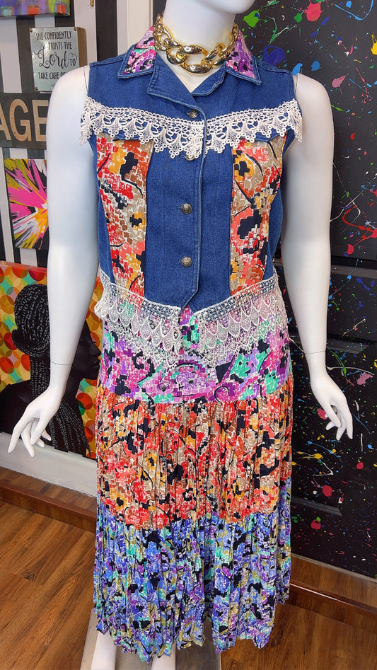 Vintage Denim Vest & Rayon Skirt (14)