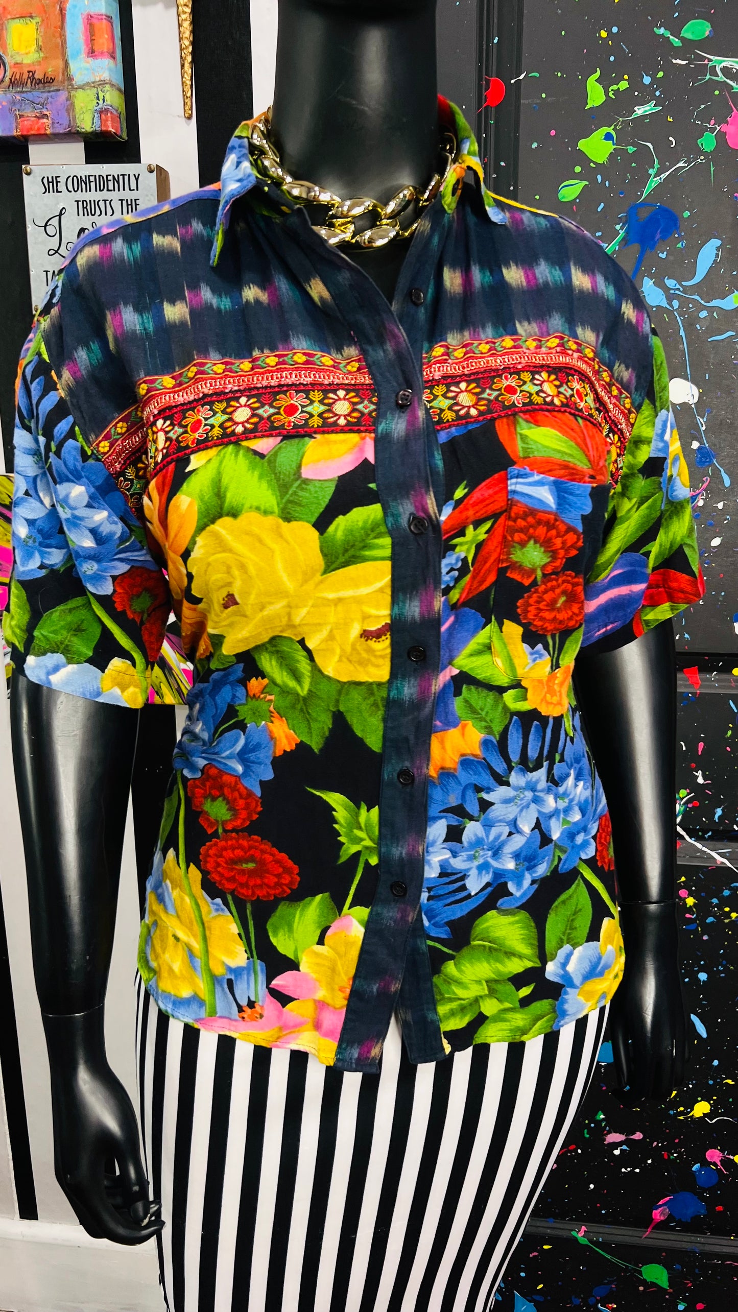 Vintage Rayon Floral Blouse (16)