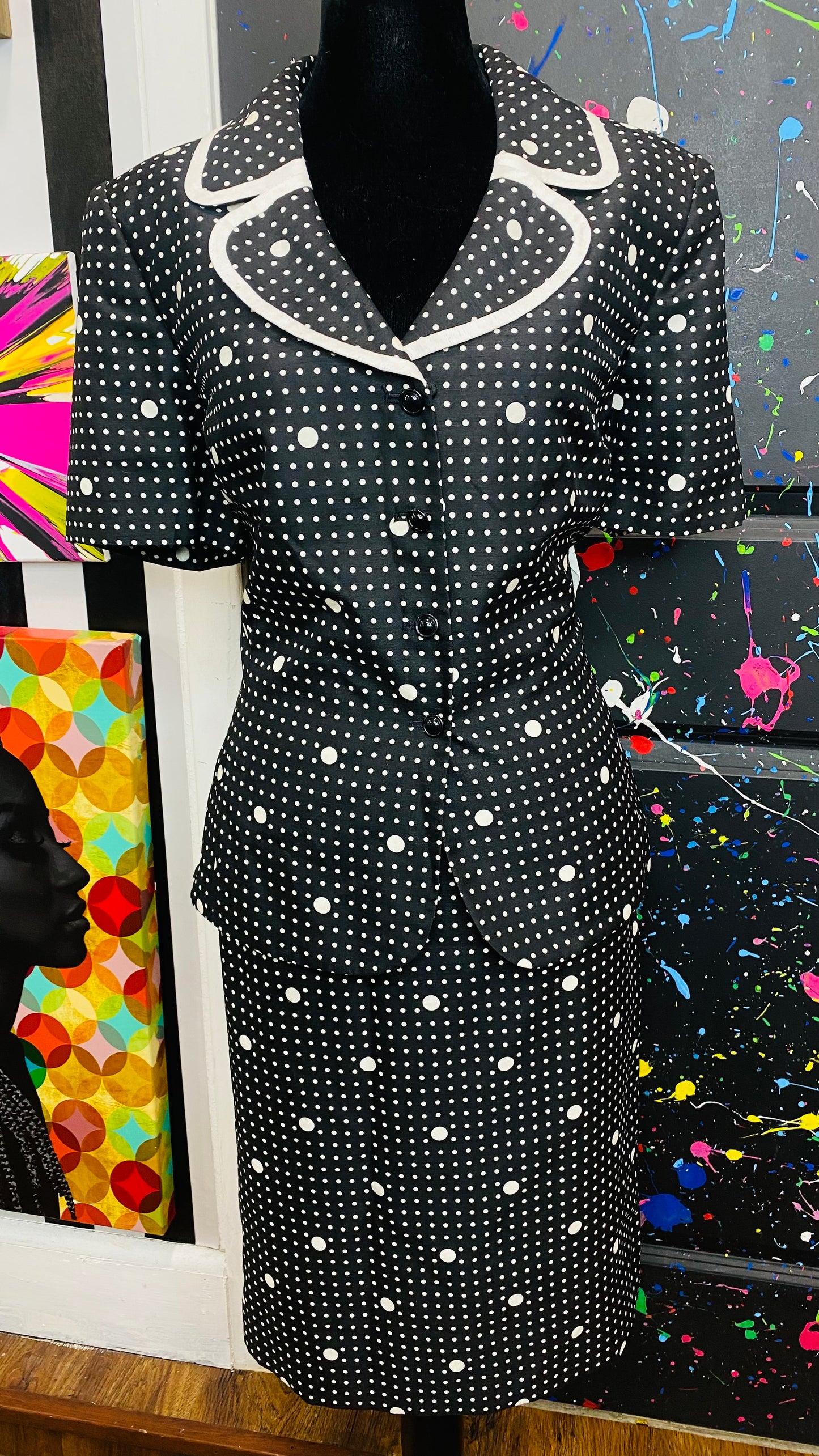 Vintage Polka Dot Skirt Suit- Deadstock (12)