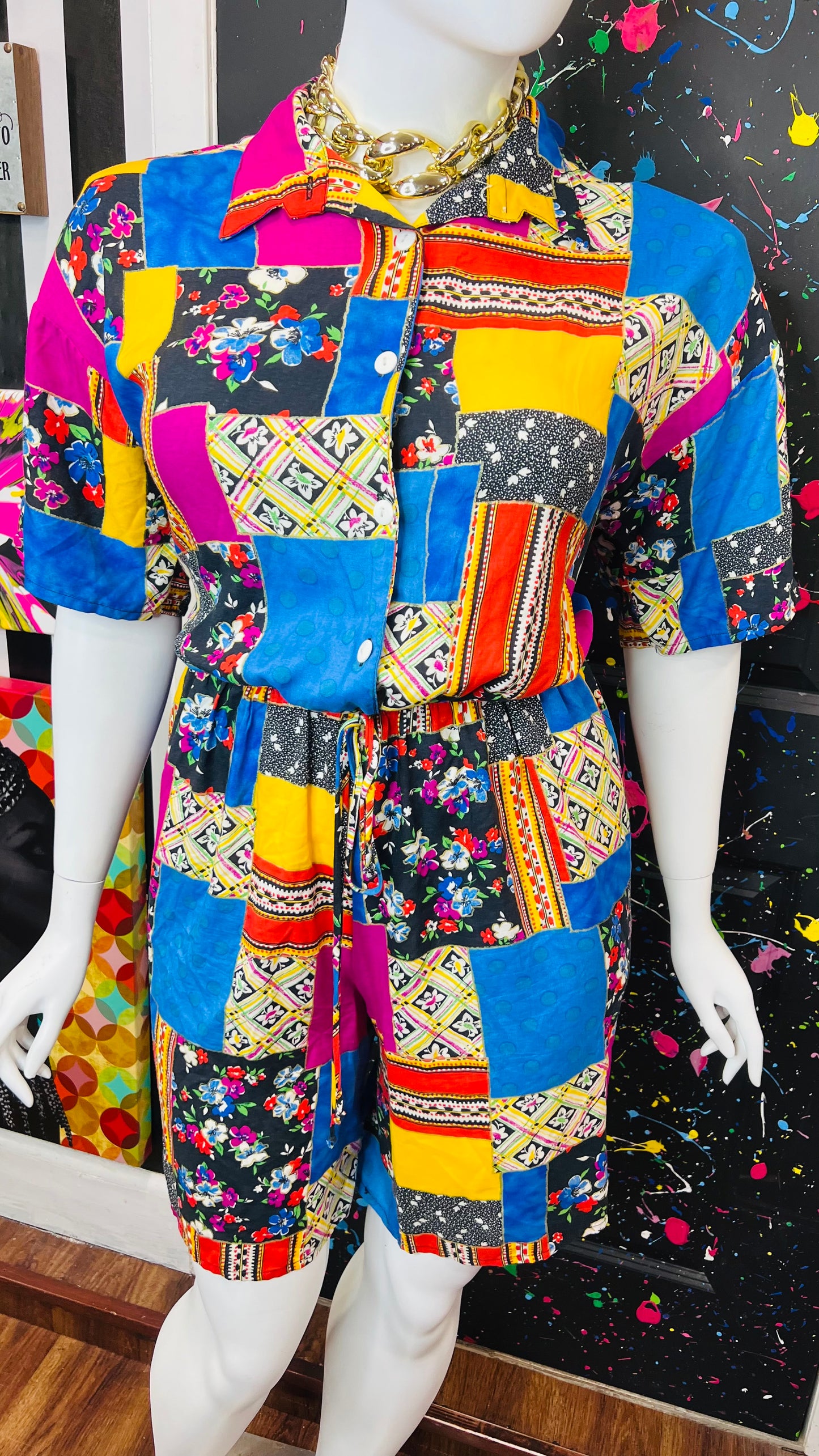 Vintage Patchwork Rayon Romper (16/18)