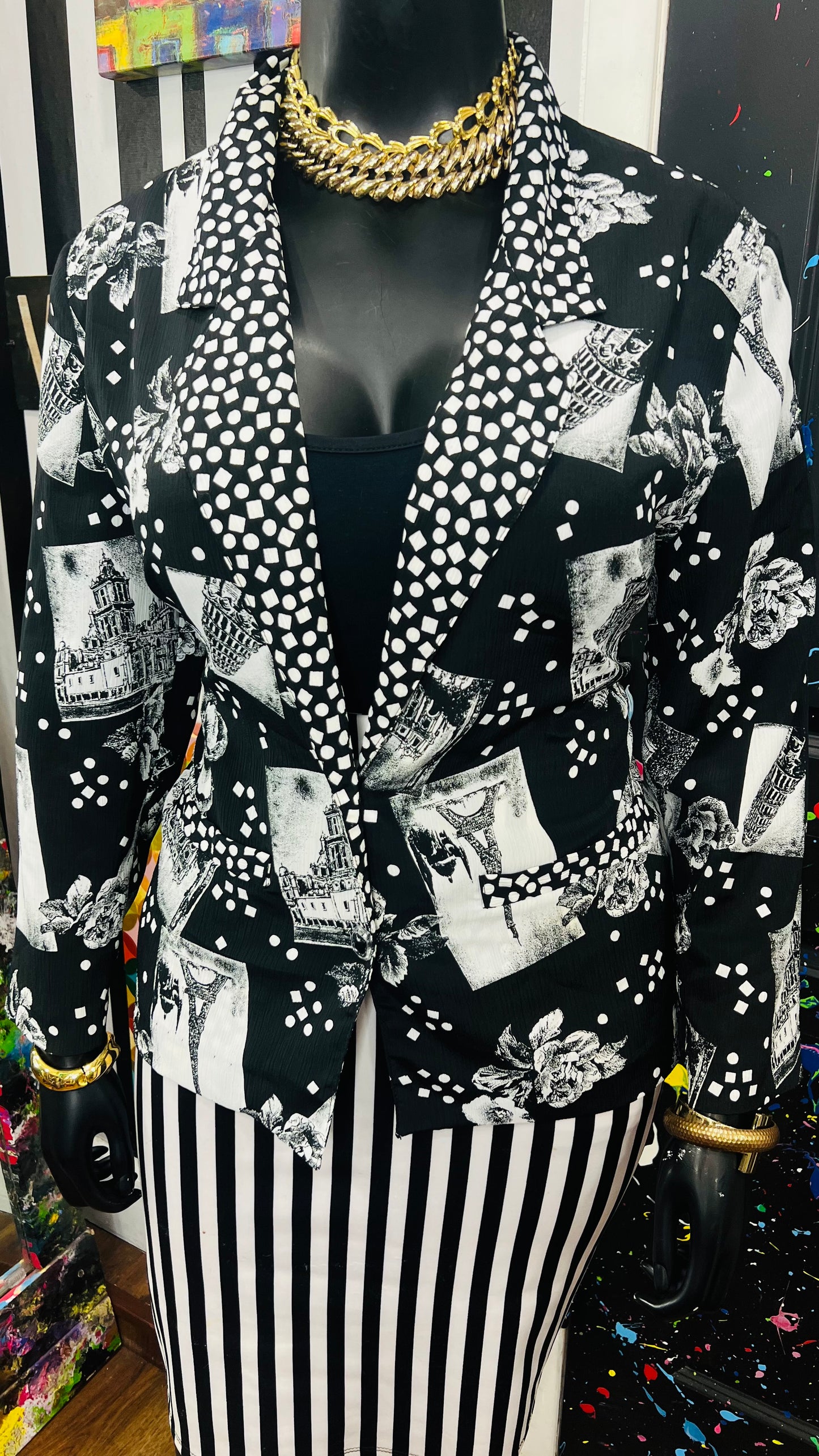 Vintage MixPrint Dot Blazer (18)