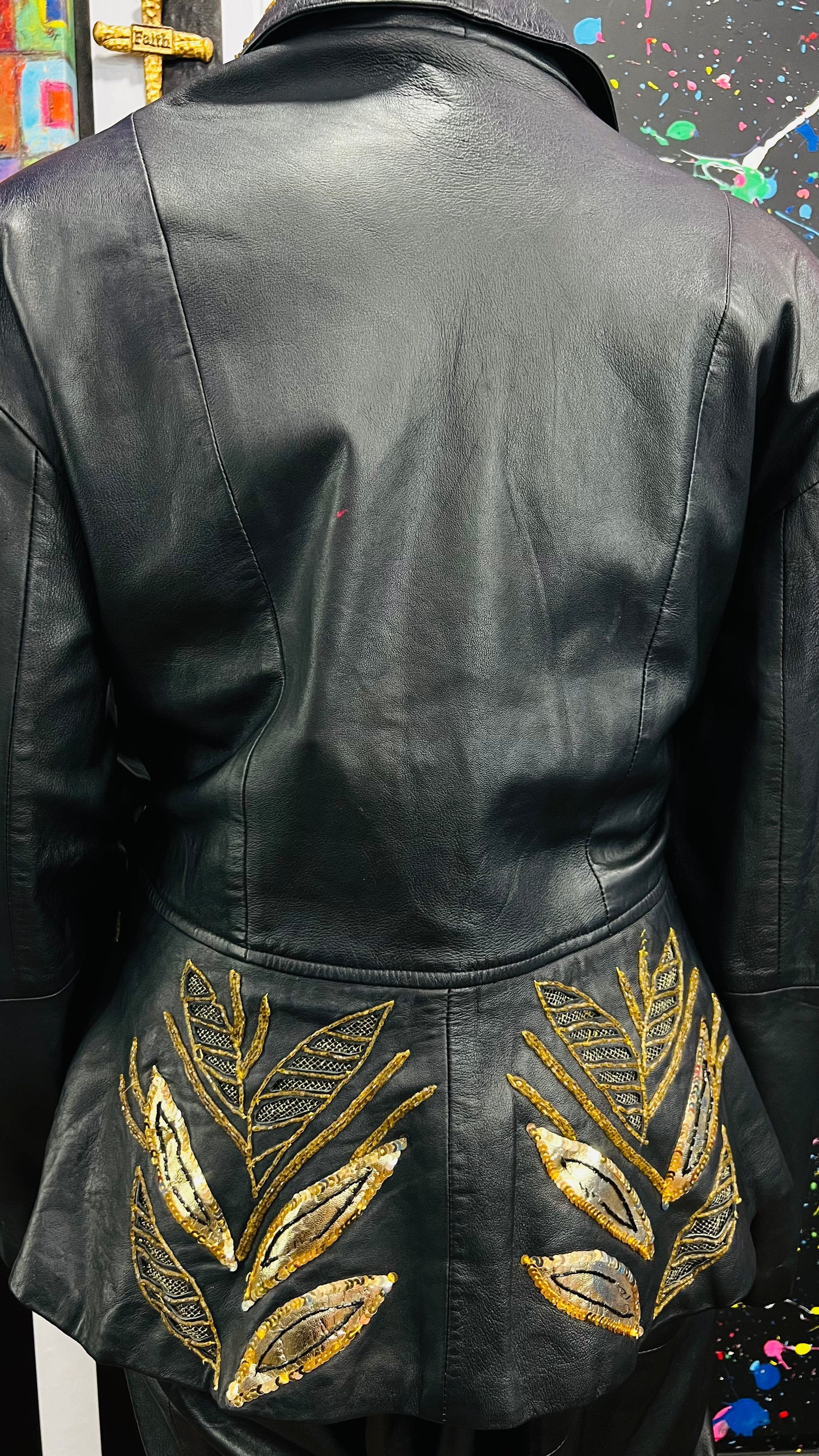 Vintage Genuine Leather & Sequin Skirt Suit (24)