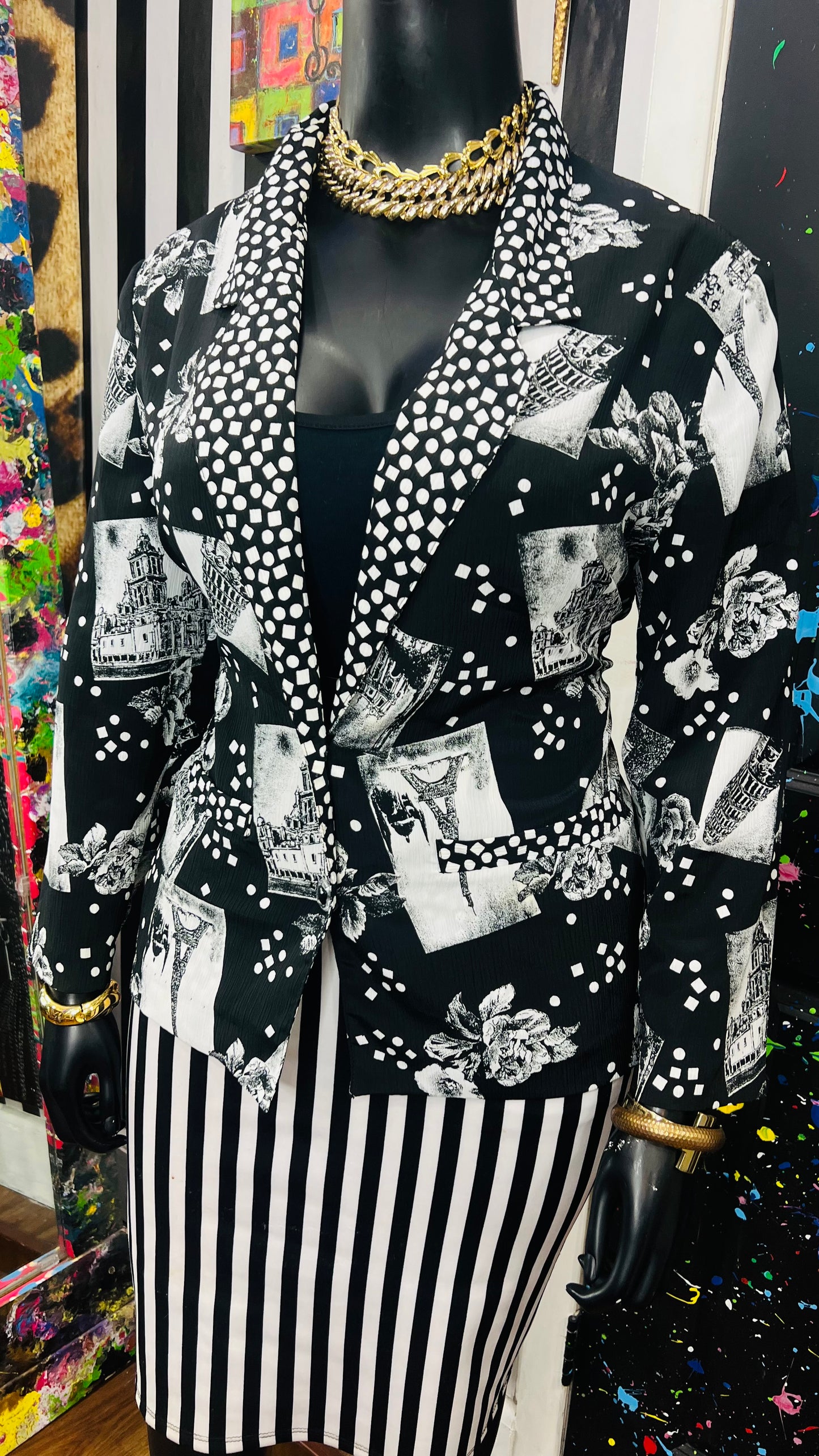 Vintage MixPrint Dot Blazer (18)