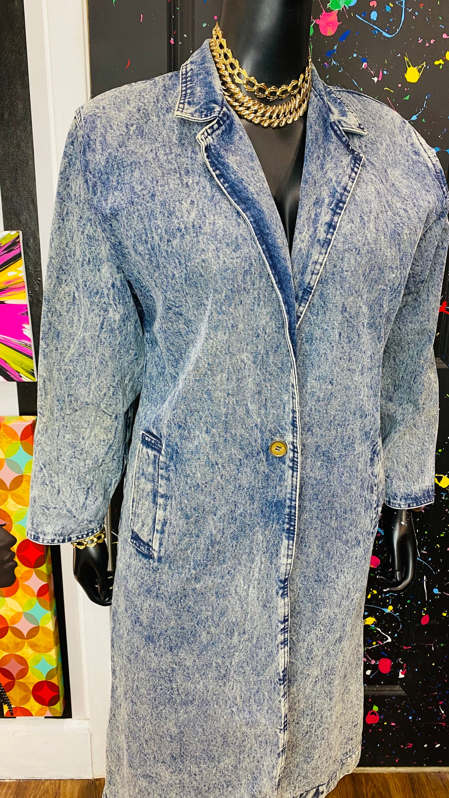 Vintage Acid Wash Denim Duster (16)