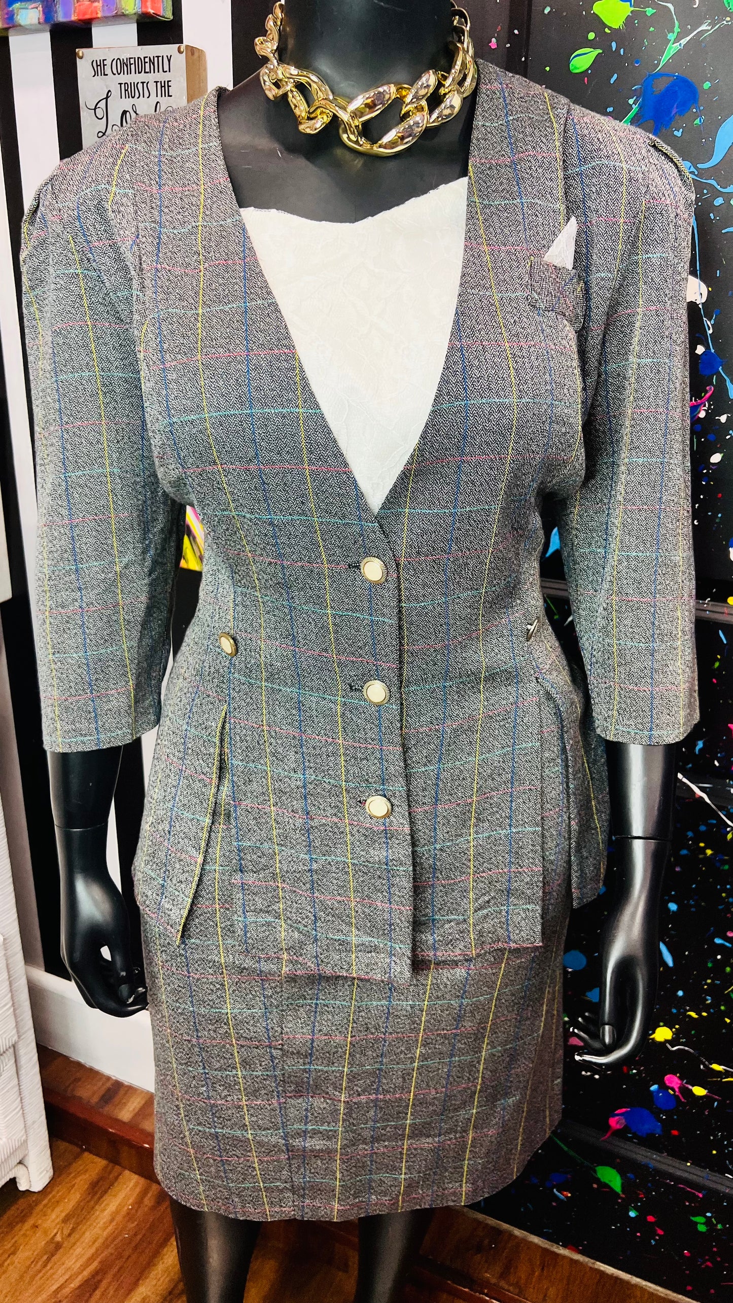 Vintage Plaid Skirt Set (18W)