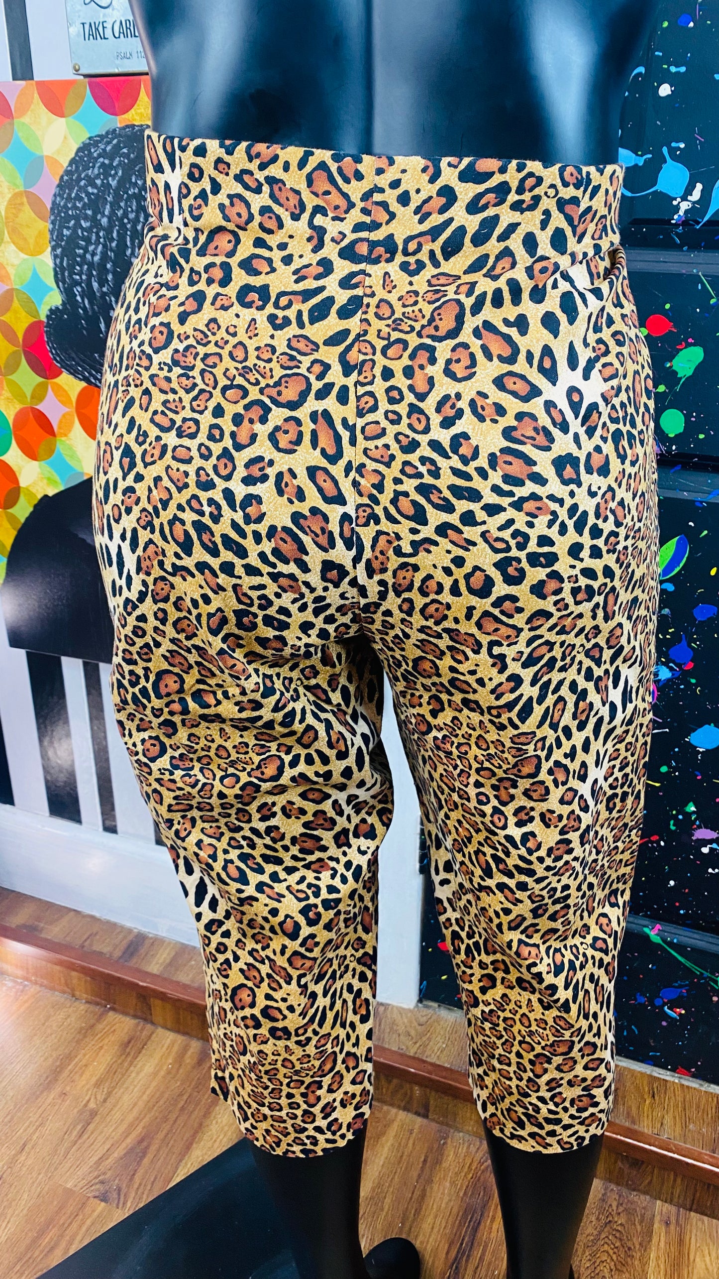 Cheetah Print Stretch Capri Pants