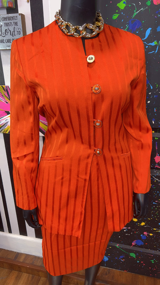 Vintage Chad Steven’s Striped Orange Skirt Suit (16)